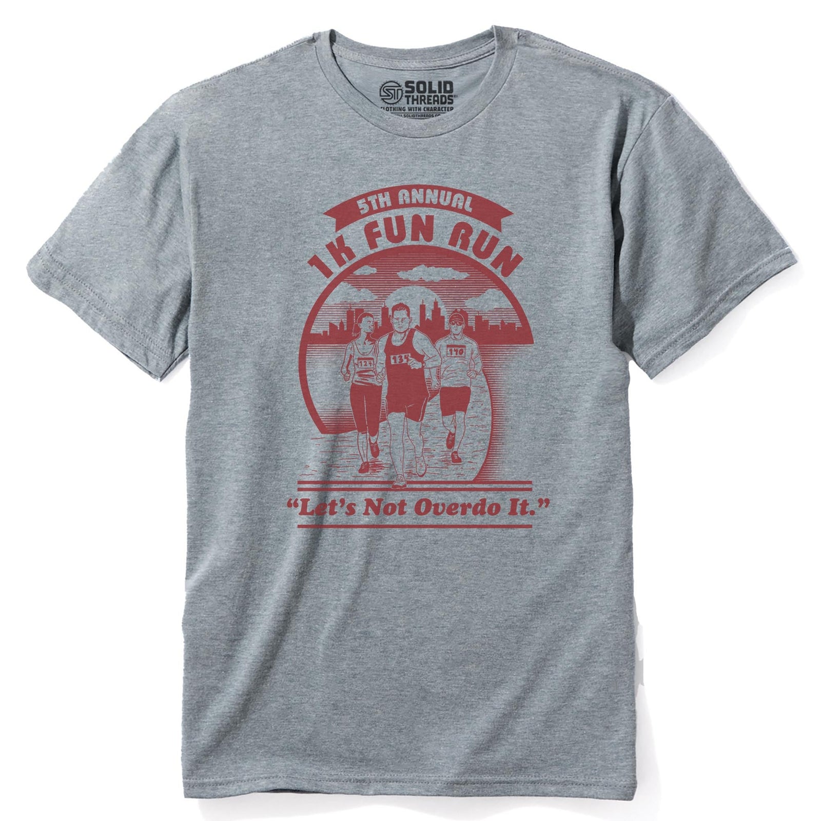 1k Fun Run Funny Staple T-shirt in Ash Heather - Front View