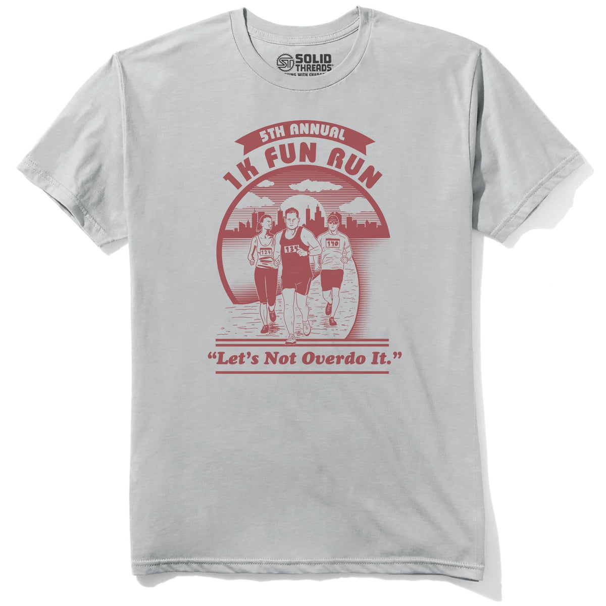 1k Fun Run Funny Staple T-shirt in Silver - Front View