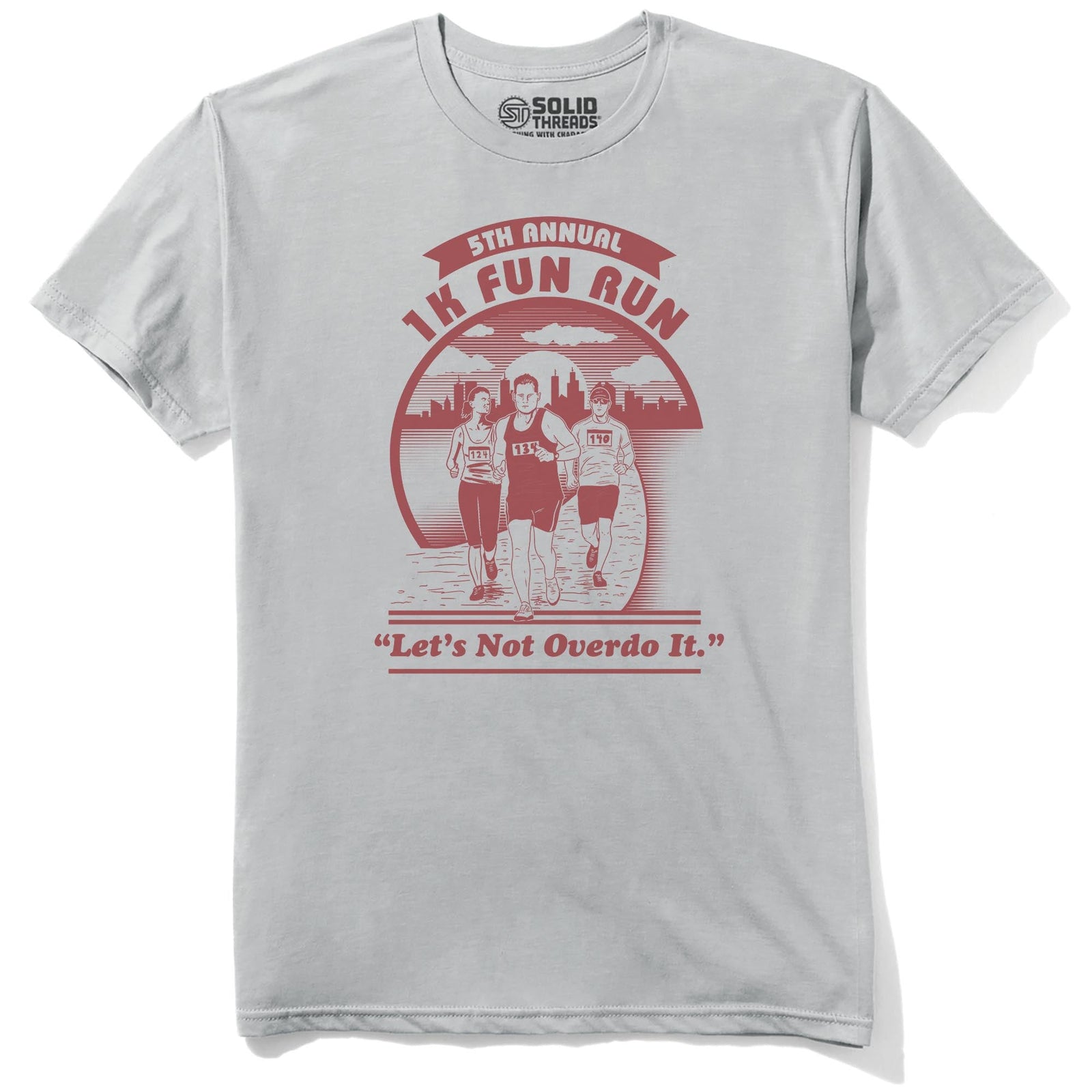1k Fun Run Funny Staple T-shirt in Silver - Front View