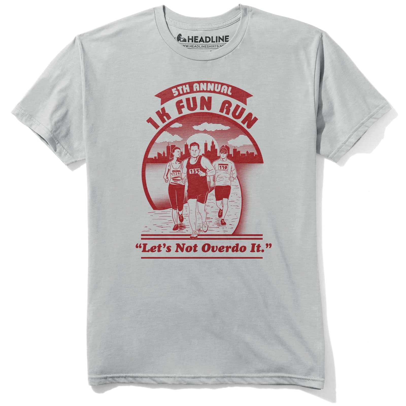 Men's 1K Fun Run Funny Lazy Athlete Graphic T-Shirt | Vintage Marathon Parody Tee | Solid Threads