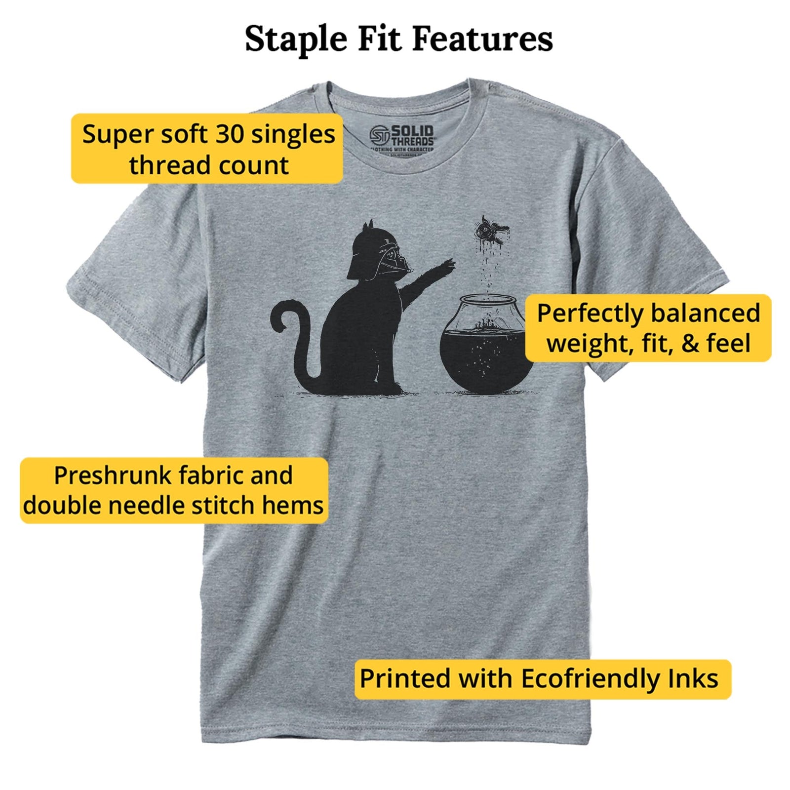 All Too Easy Funny Staple T-shirt in Ash Heather - Fit Attributes