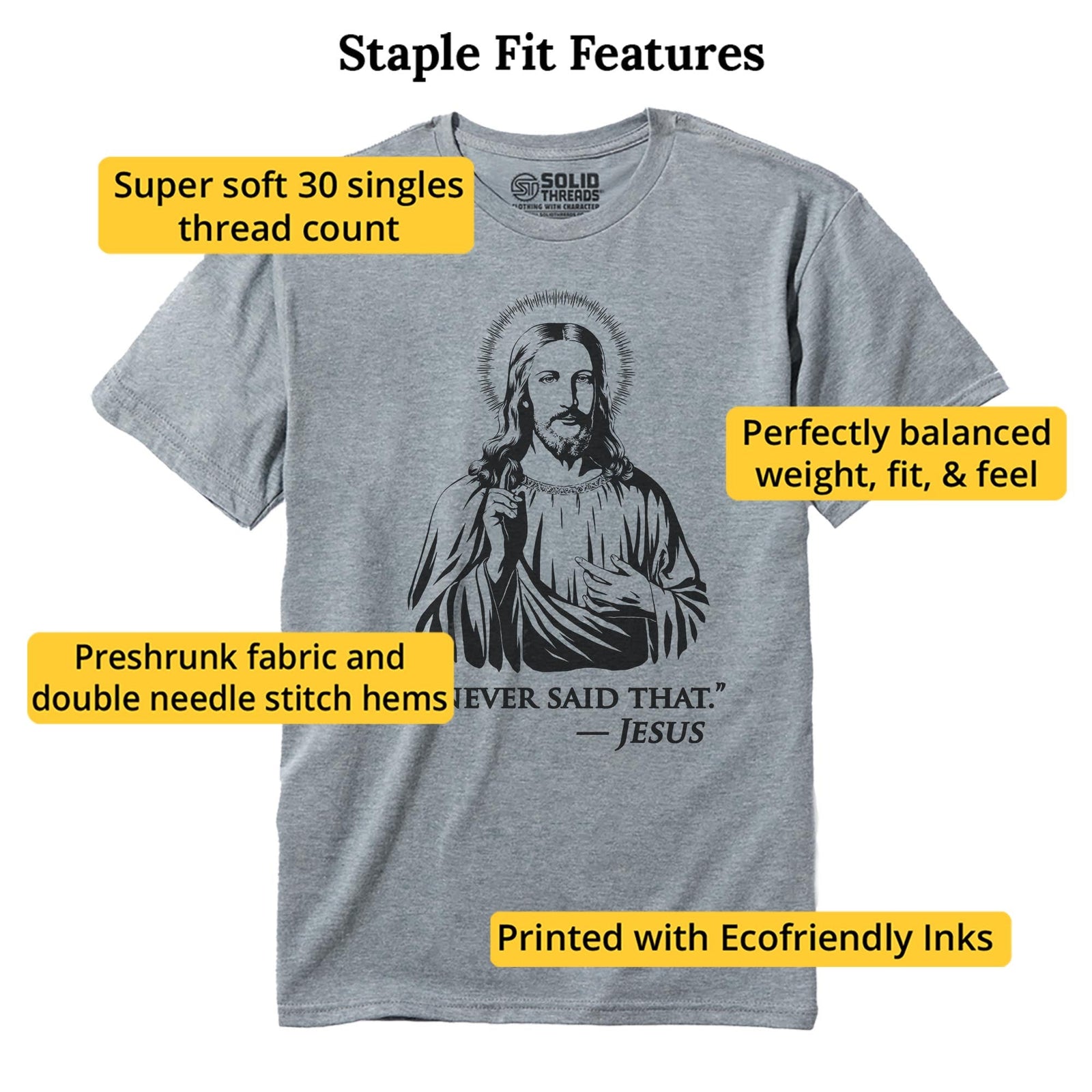I Never Said That Cool Staple T-shirt in Ash Heather - Fit Attributes