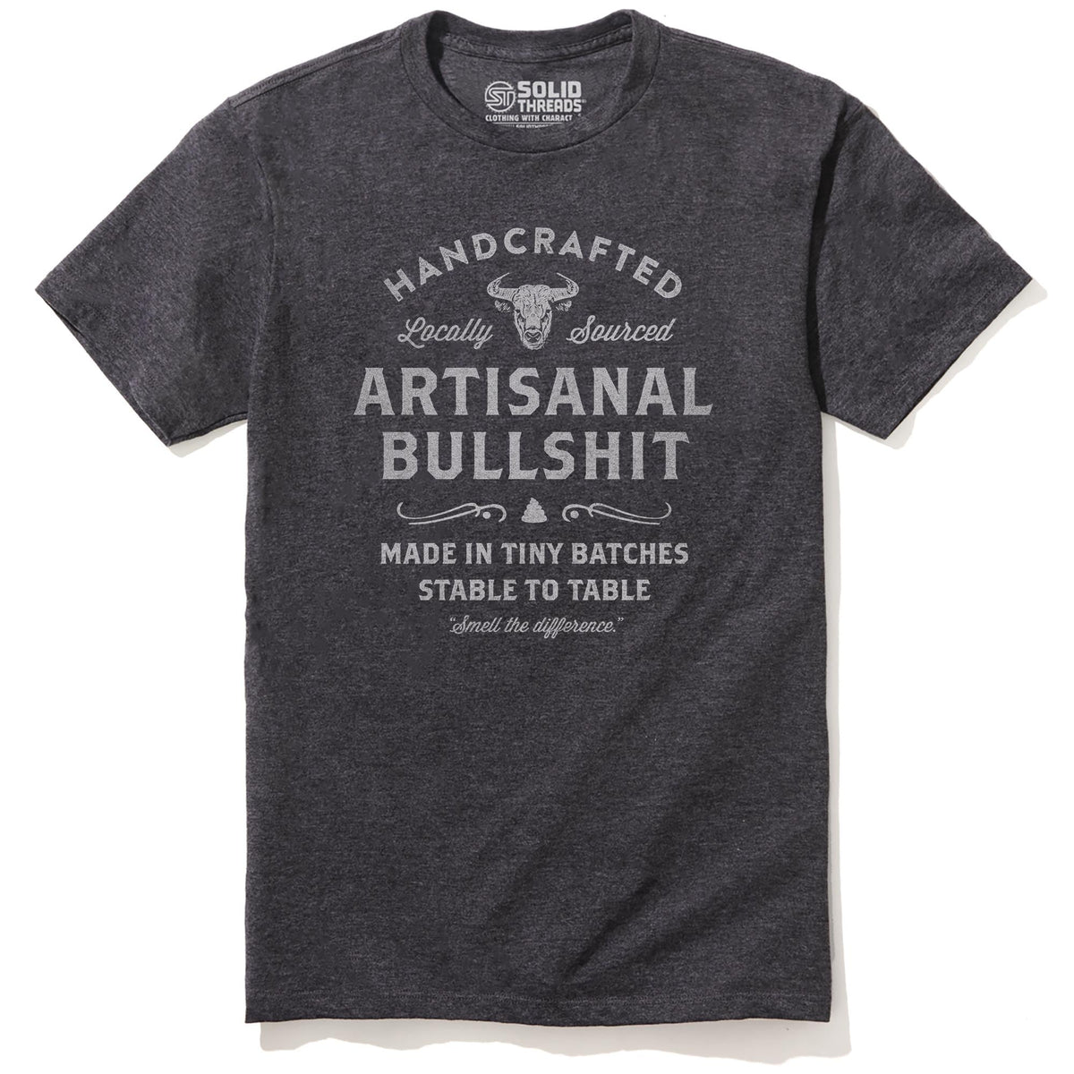 Artisanal Bullshit Vintage Staple T-shirt in Charcoal Heather - Front View