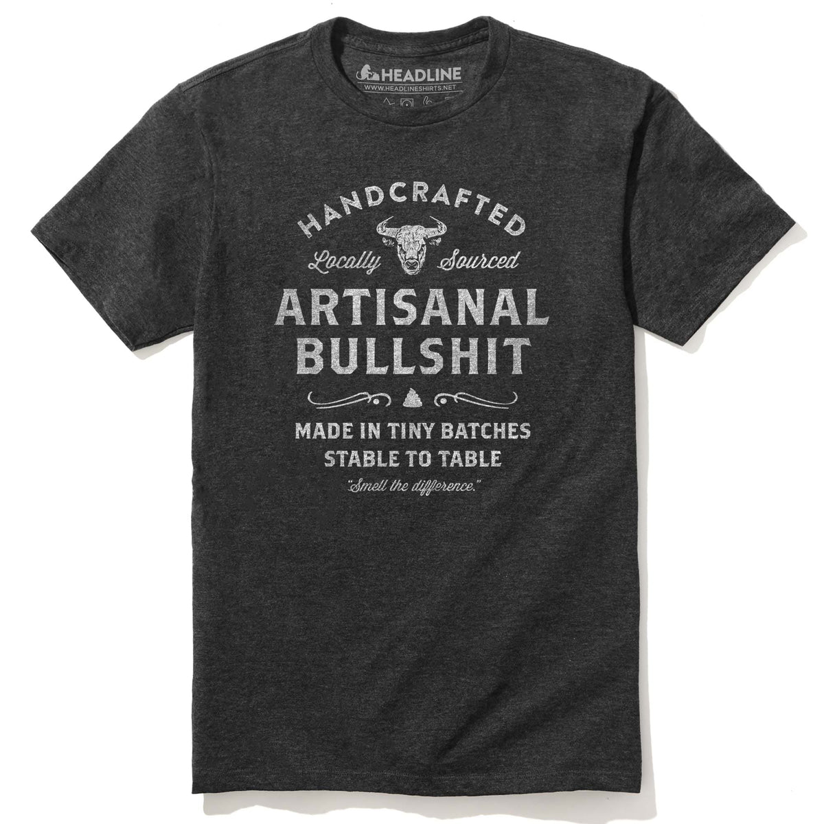 Men&#39;s Artisanal Bullshit Vintage Graphic T-Shirt | Funny Hand Crafted Parody Tee | Solid Threads