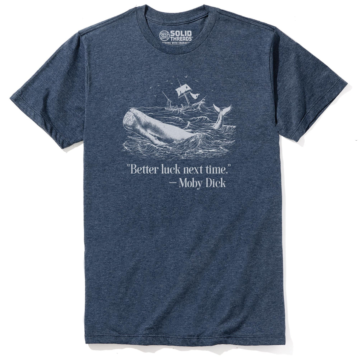Moby Dick Designer Staple T-shirt in Navy Heather - Front View