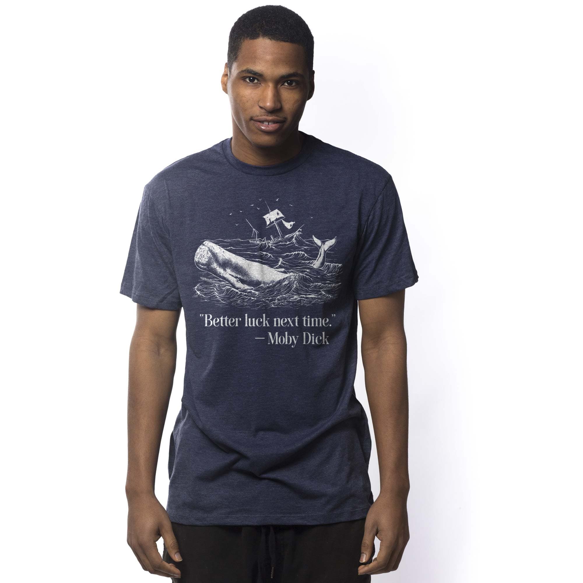 Men's Moby Dick Designer Sailor Graphic T-Shirt | Cool Whale Ahab Book Tee On Model | Solid Threads