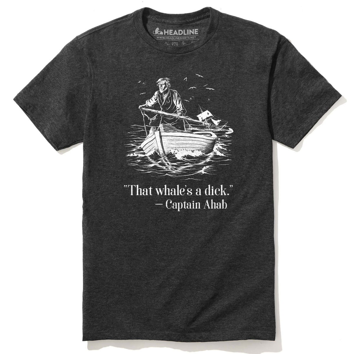 Men&#39;s Captain Ahab Designer Graphic T-Shirt | Funny Moby Dick  Tee | Solid Threads