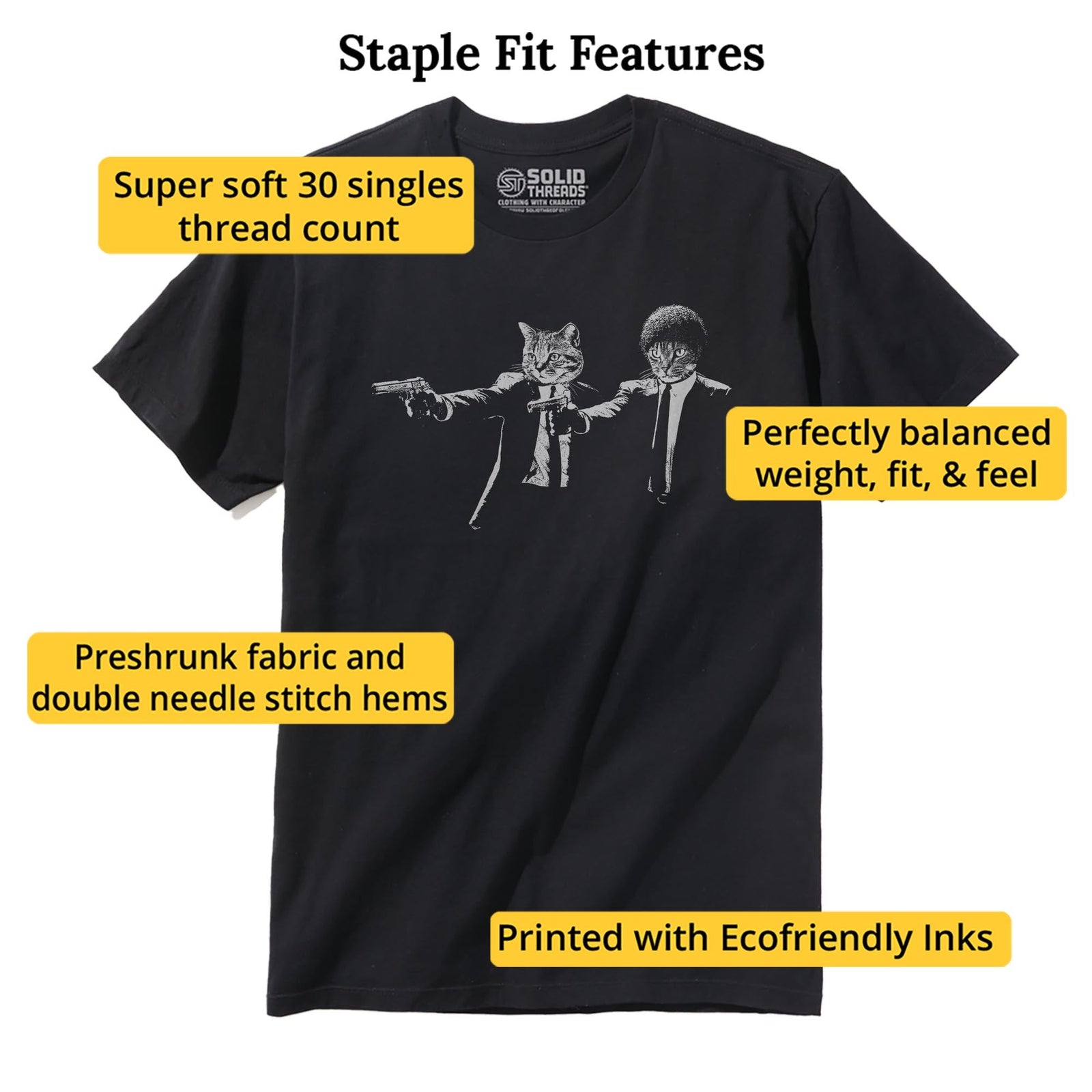 Pulp Felines Cool Staple T-shirt in Black - Fit Attributes
