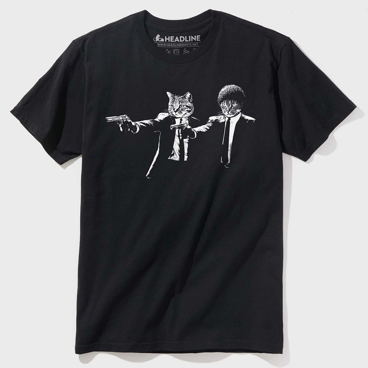 Men&#39;s Pulp Felines Cool Tarantino Movie Graphic T-Shirt | Vintage Cat Tee | Solid Threads