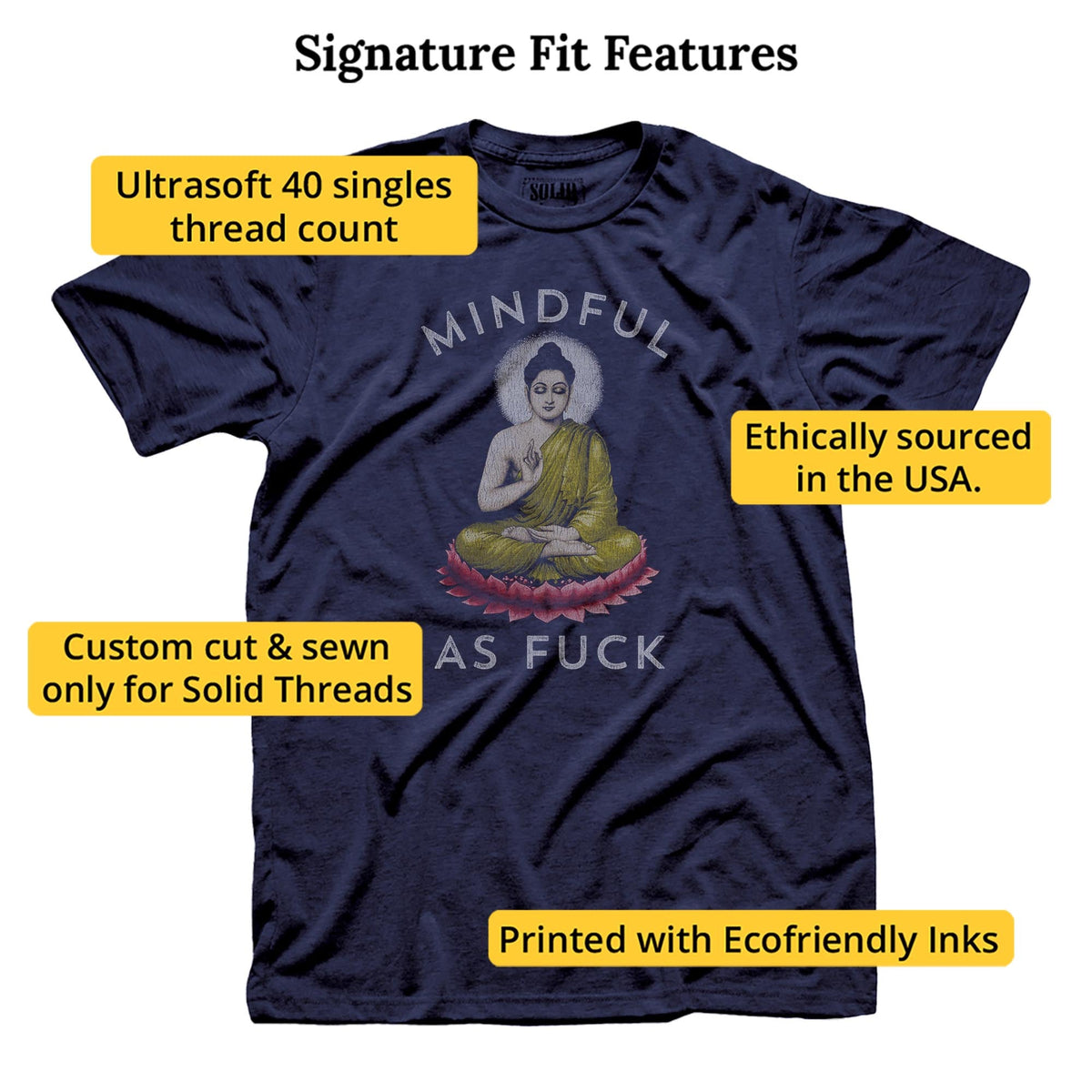 Mindful As F K Vintage Signature T-shirt in Navy - Fit Attributes