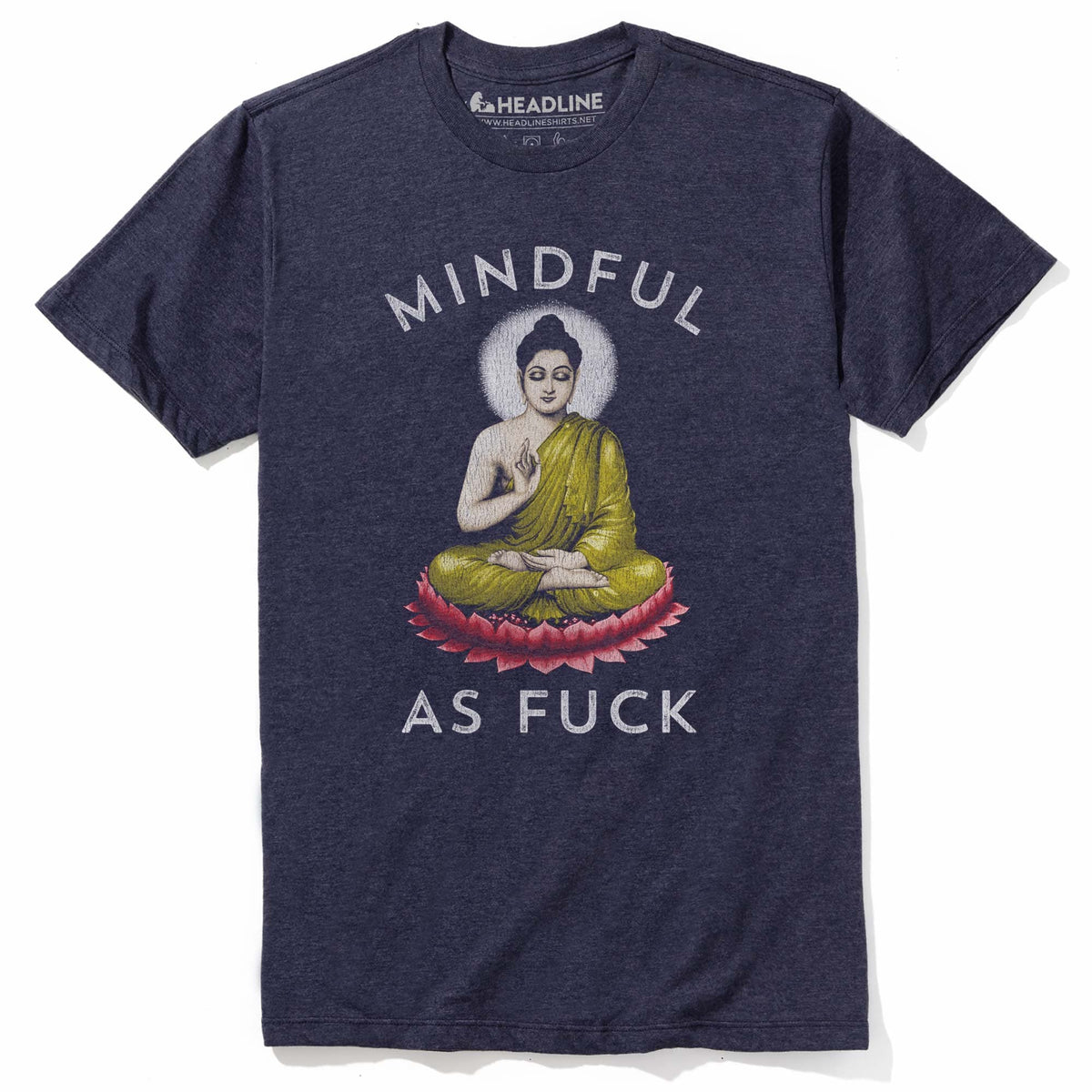 Men&#39;s Mindful As F--K Vintage Graphic T-Shirt | Designer Buddhist Meditation  Tee | Solid Threads