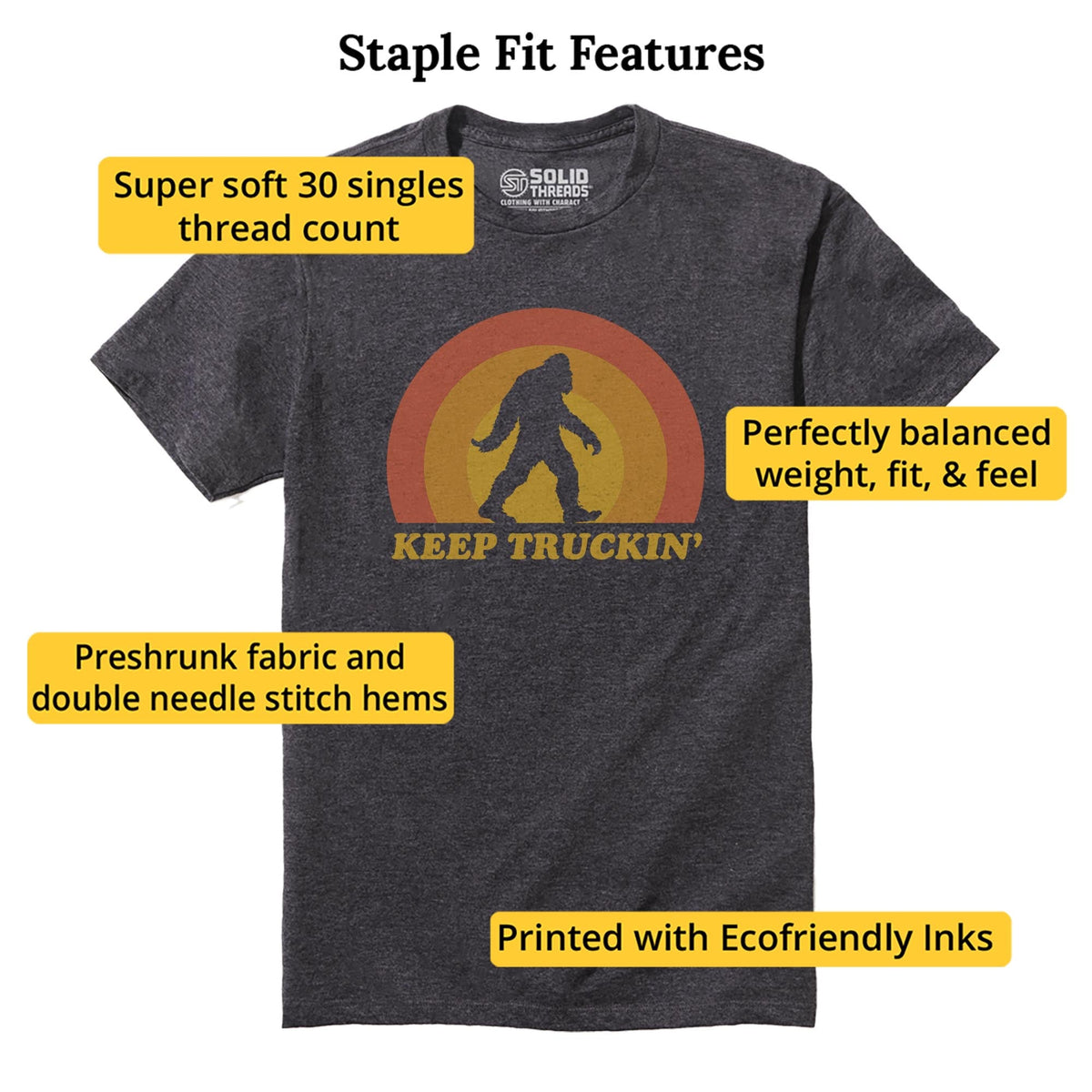 Keep Truckin' Cool Staple T-shirt in Charcoal Heather - Fit Attributes