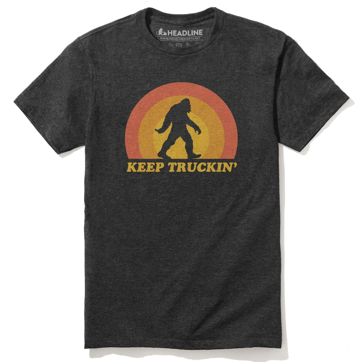 Men&#39;s Keep Truckin&#39; Cool Graphic T-Shirt | Vintage Bigfoot Sasquatch  Tee | Solid Threads