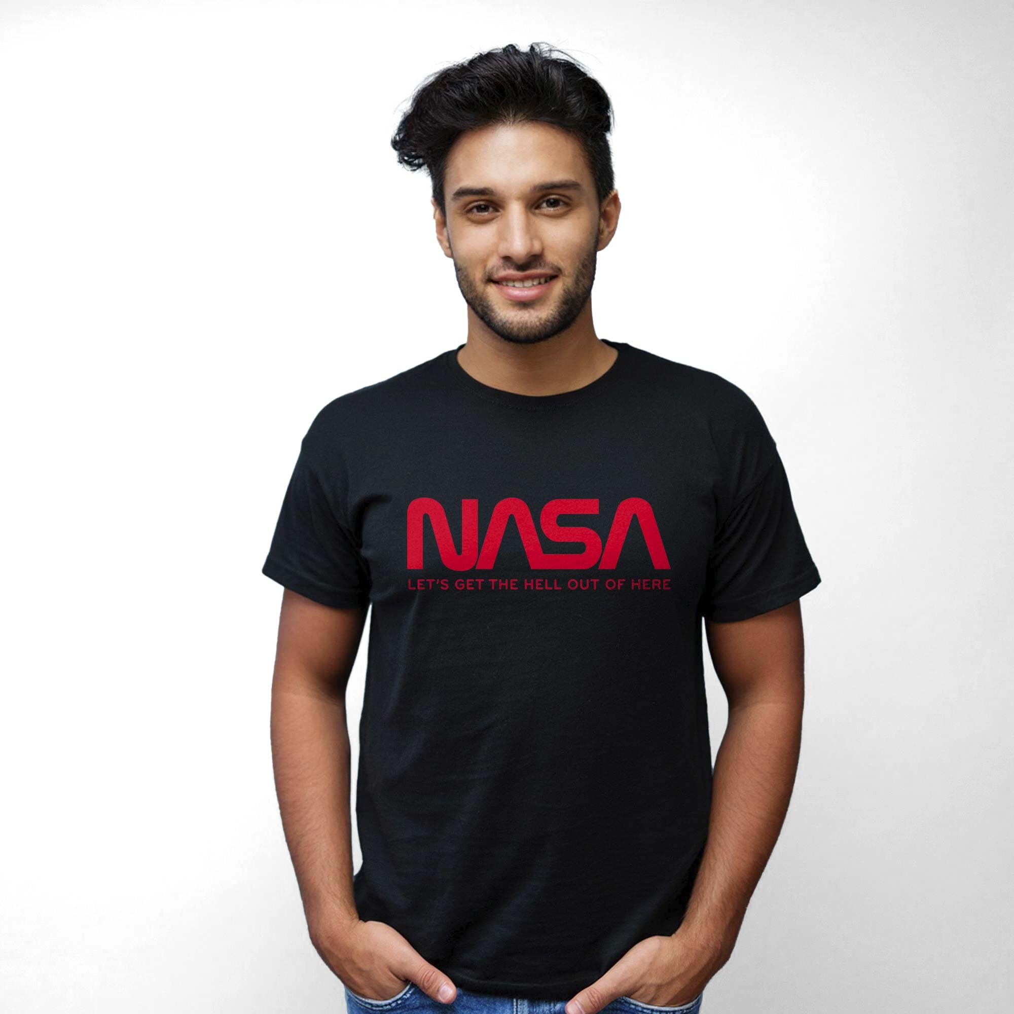 Men's Nasa Vintage Graphic T-Shirt | Cool Space Astronomy  Tee On Model | Solid Threads