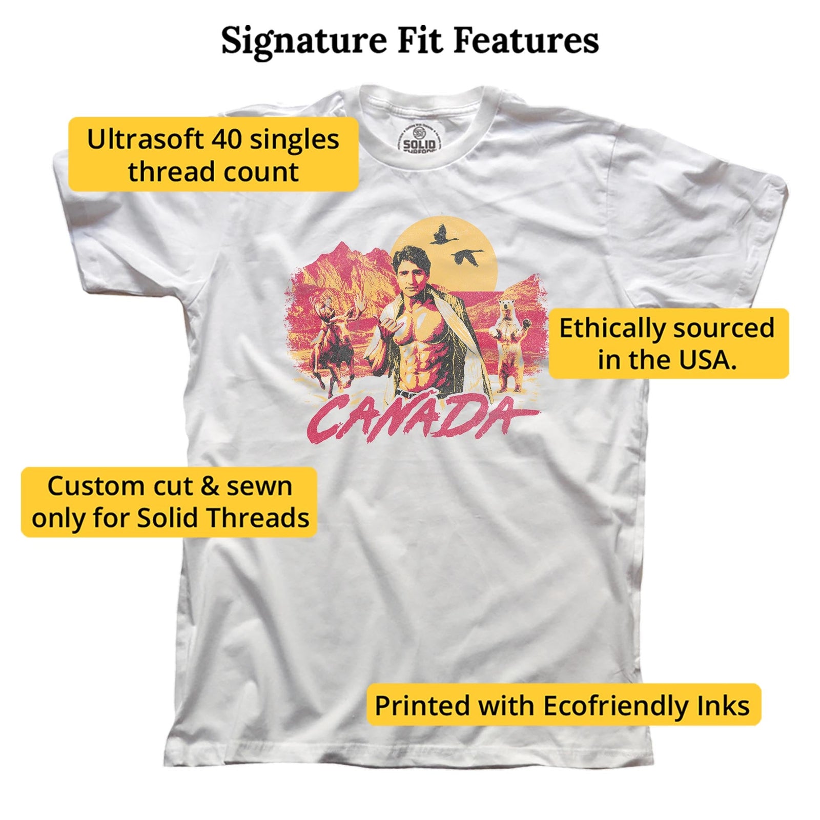Canada Designer Signature T-shirt in White - Fit Attributes
