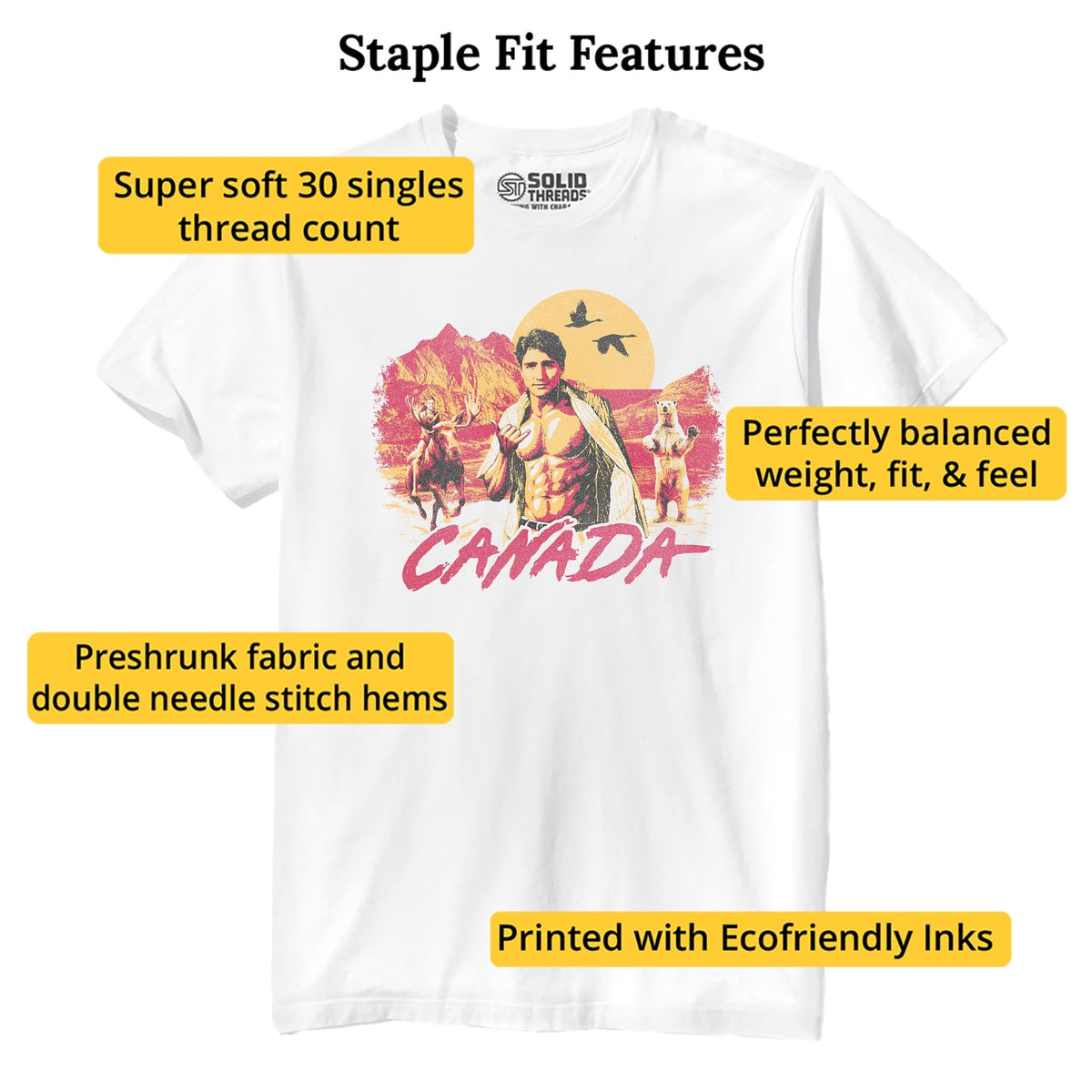Canada Designer Staple T-shirt in White - Fit Attributes