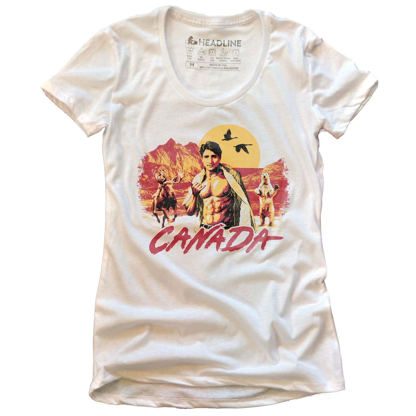 Women's Canada Vacation Designer Graphic T-Shirt | Funny Justin Trudeau Moose Tee | Solid Threads
