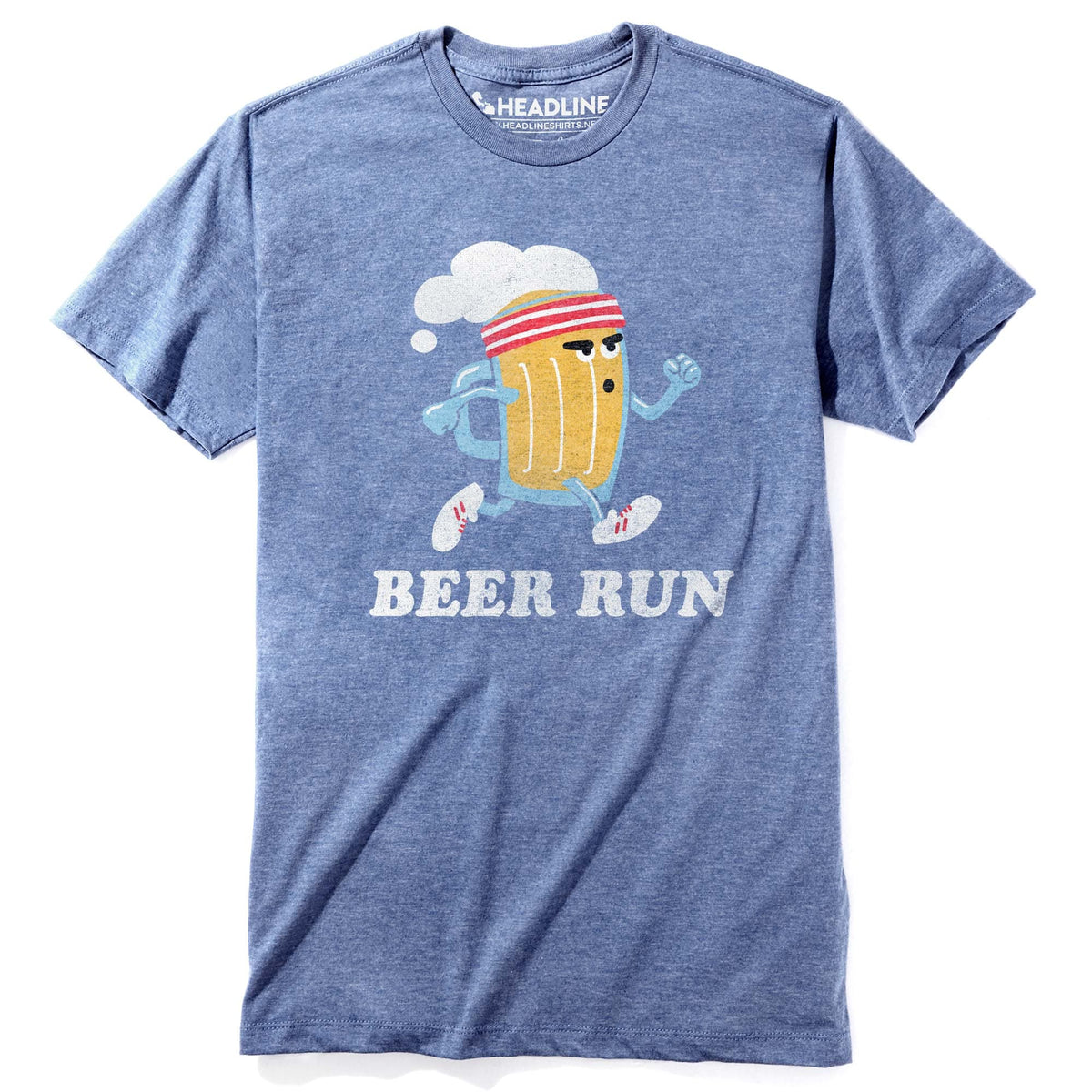 Men&#39;s Beer Run Funny Graphic T-Shirt | Vintage Mug Race  Tee | Solid Threads