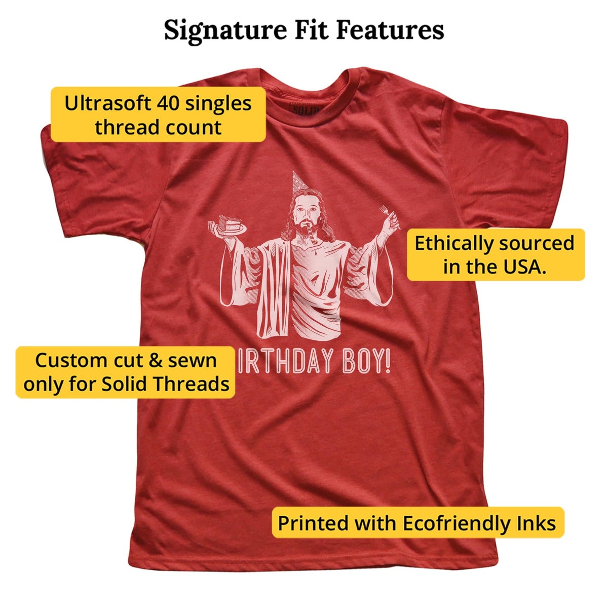 Birthday Boy Funny Signature T-shirt in Red - Fit Attributes