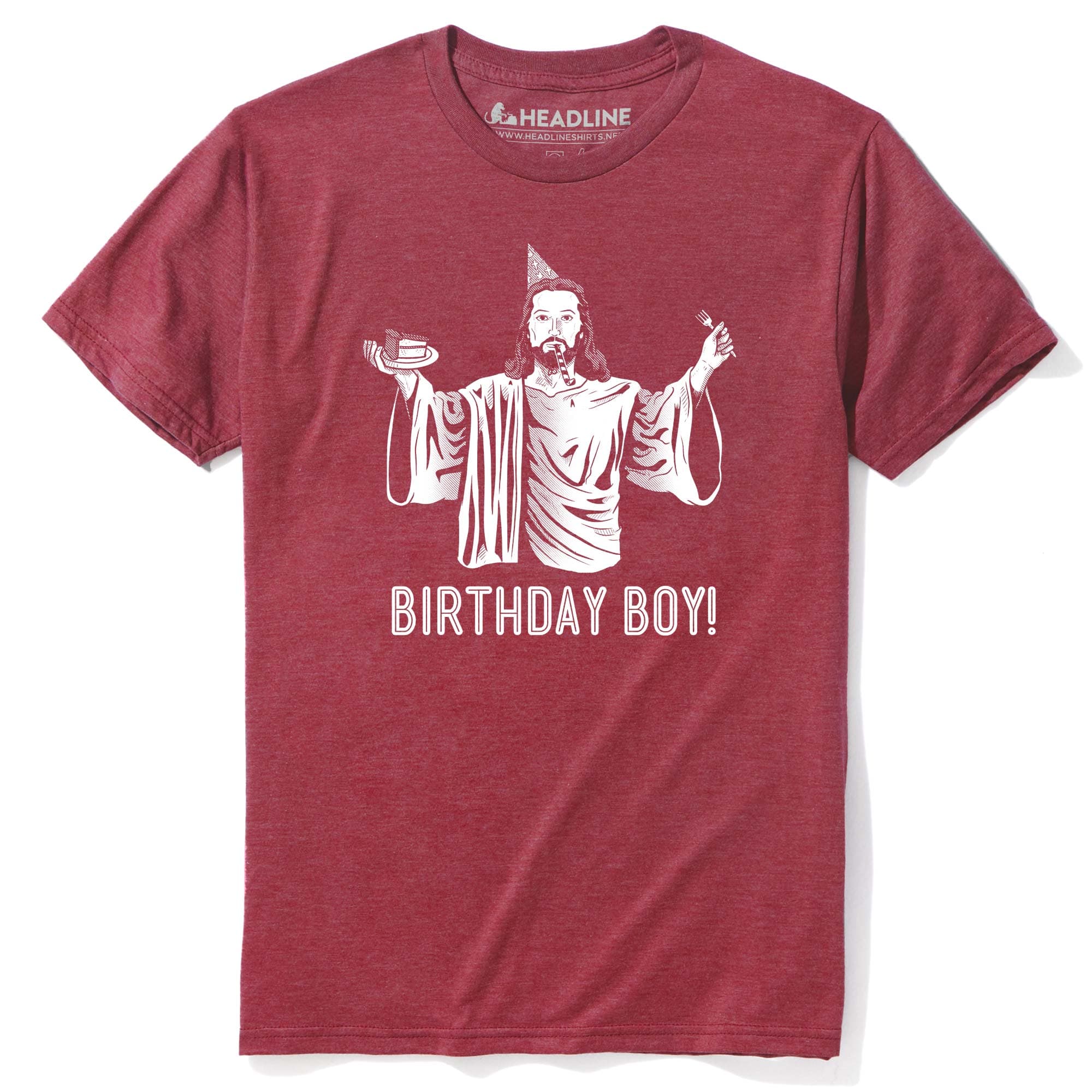 Men's Birthday Boy Funny Graphic T-Shirt | Designer Jesus Christmas Parody Tee | Solid Threads