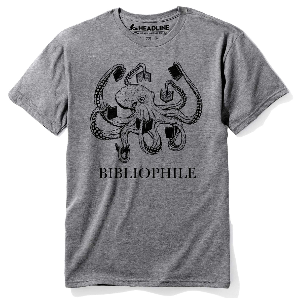 Men&#39;s Bibliophile Vintage Graphic T-Shirt | Cool Octopus Books  Tee | Solid Threads