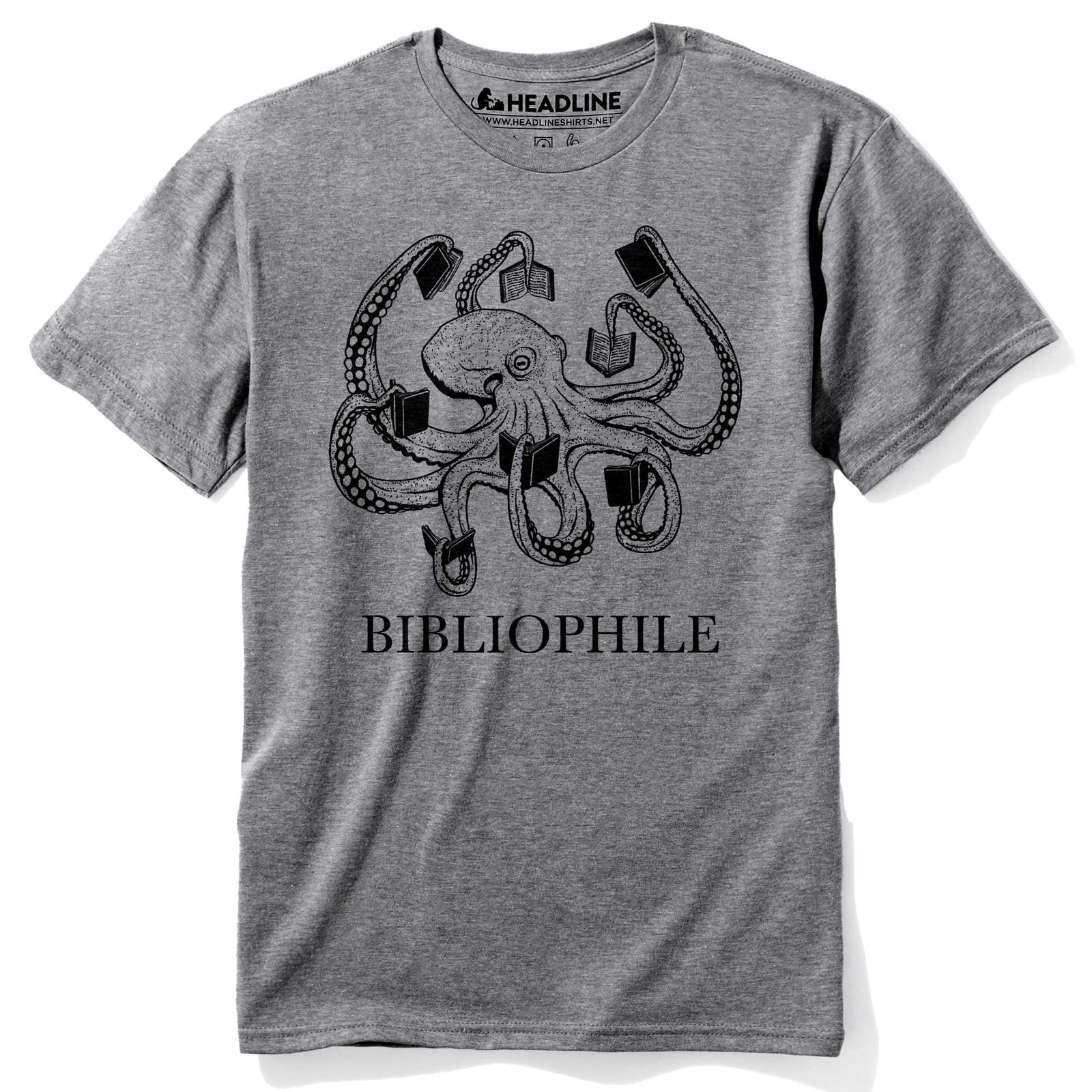 Men's Bibliophile Vintage Graphic T-Shirt | Cool Octopus Books  Tee | Solid Threads