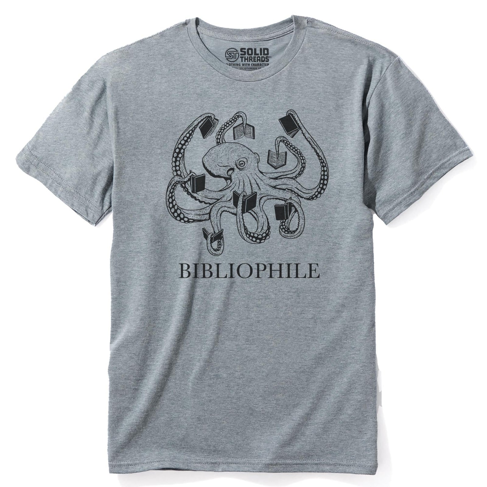 Bibliophile Vintage Staple T-shirt in Ash Heather - Front View