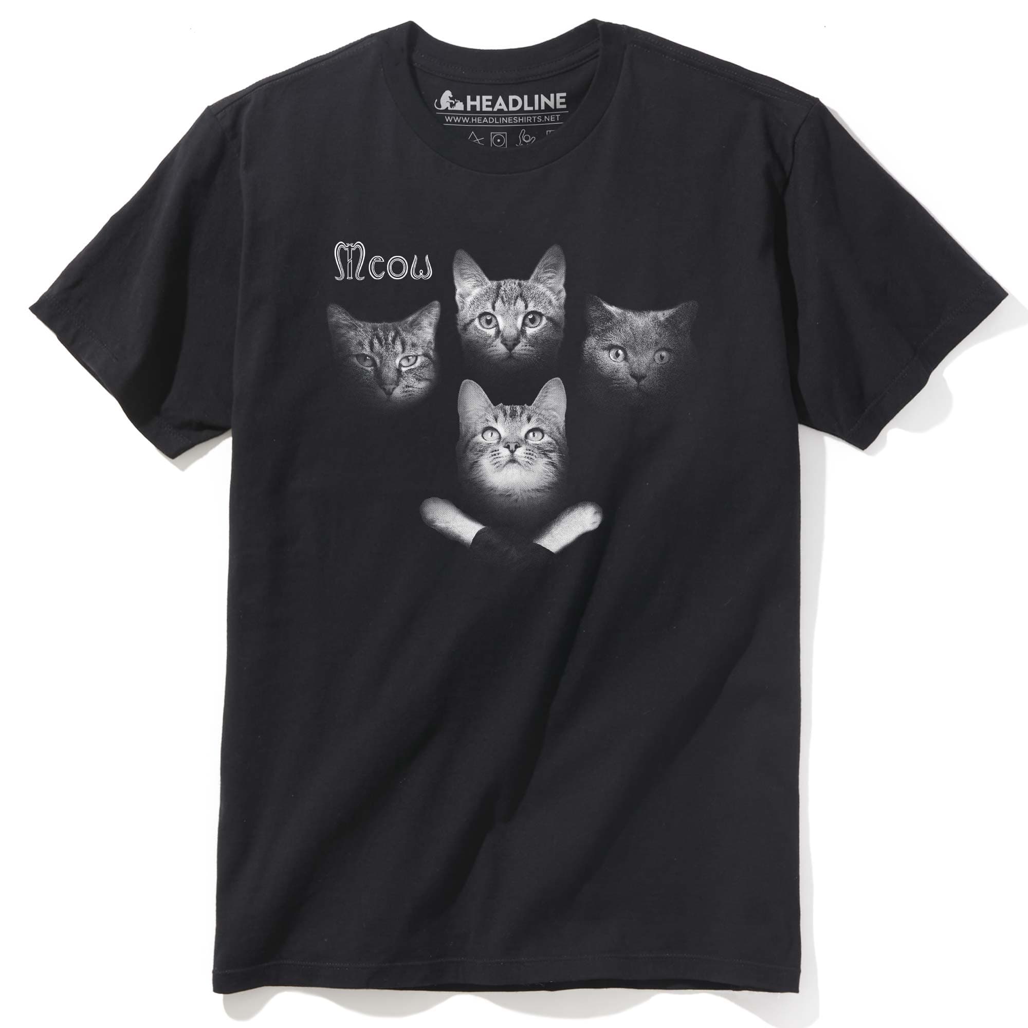 Men's Meowhemian Catsody Funny Graphic T-Shirt | Cool Queen Cat Parody Tee | Solid Threads