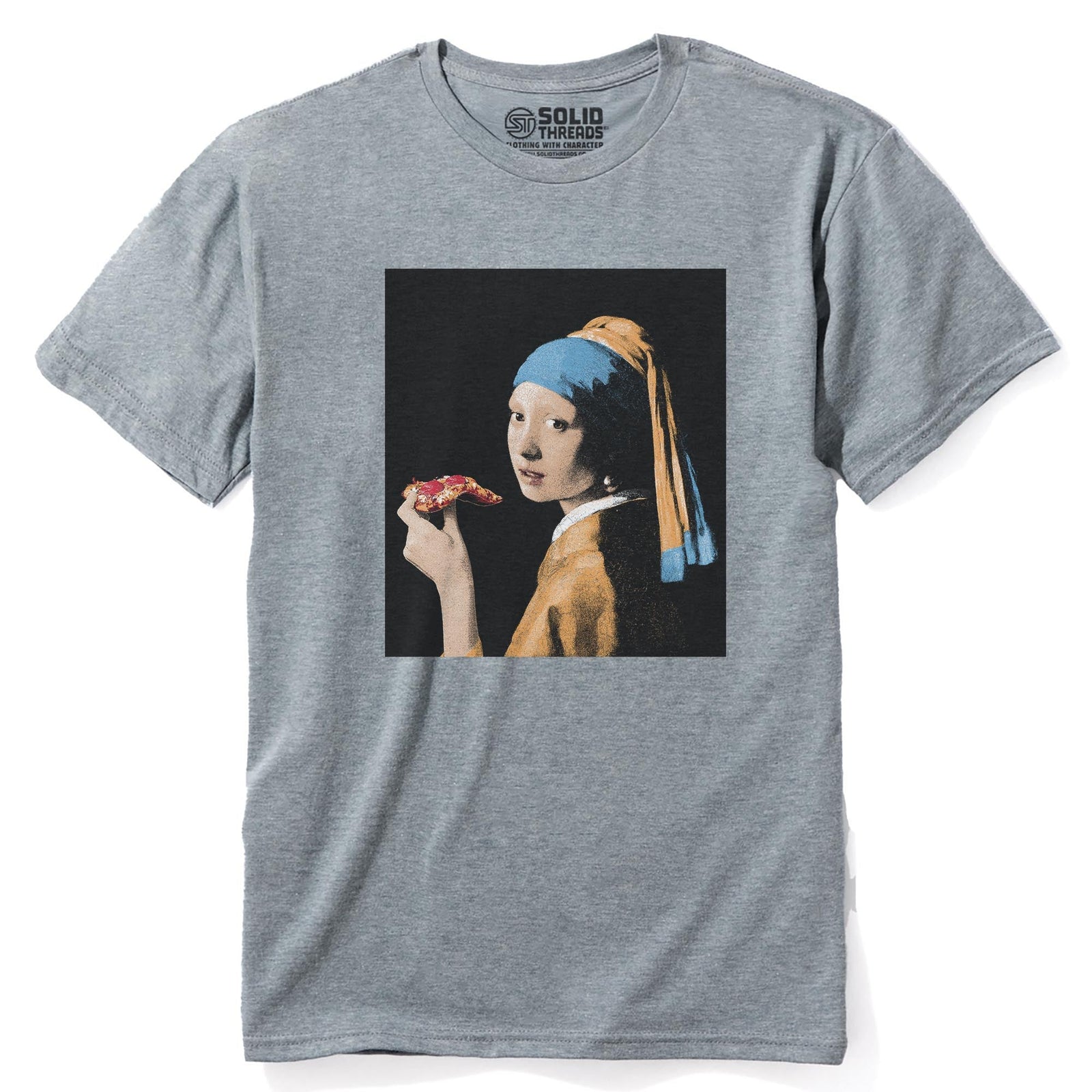 Girl With Pizza Slice Cool Staple T-shirt in Ash Heather - Front View