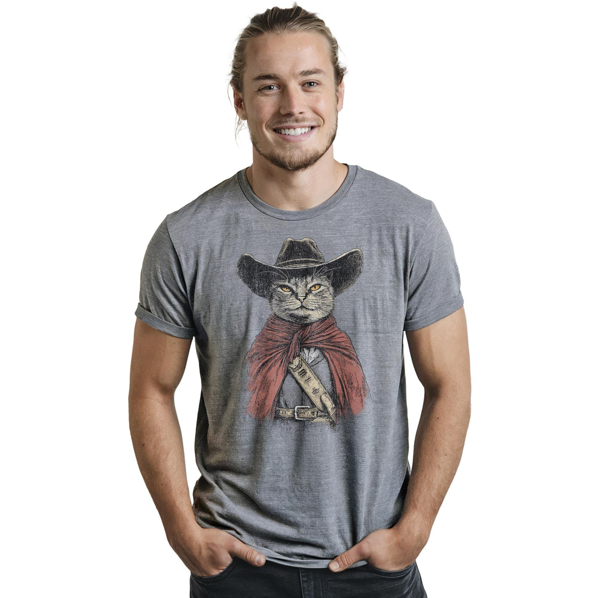 Pawful Of Dollars Cool Staple T-shirt in Ash Heather On Model - Front View