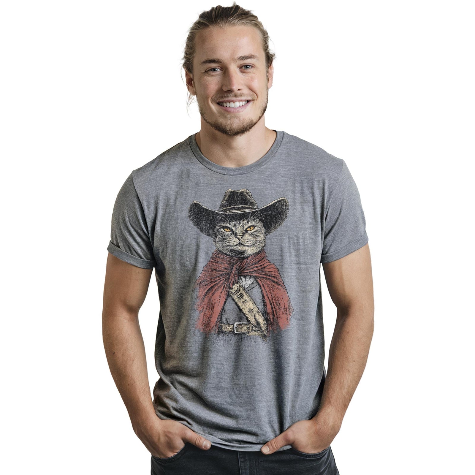 Pawful Of Dollars Cool Staple T-shirt in Ash Heather On Model - Front View