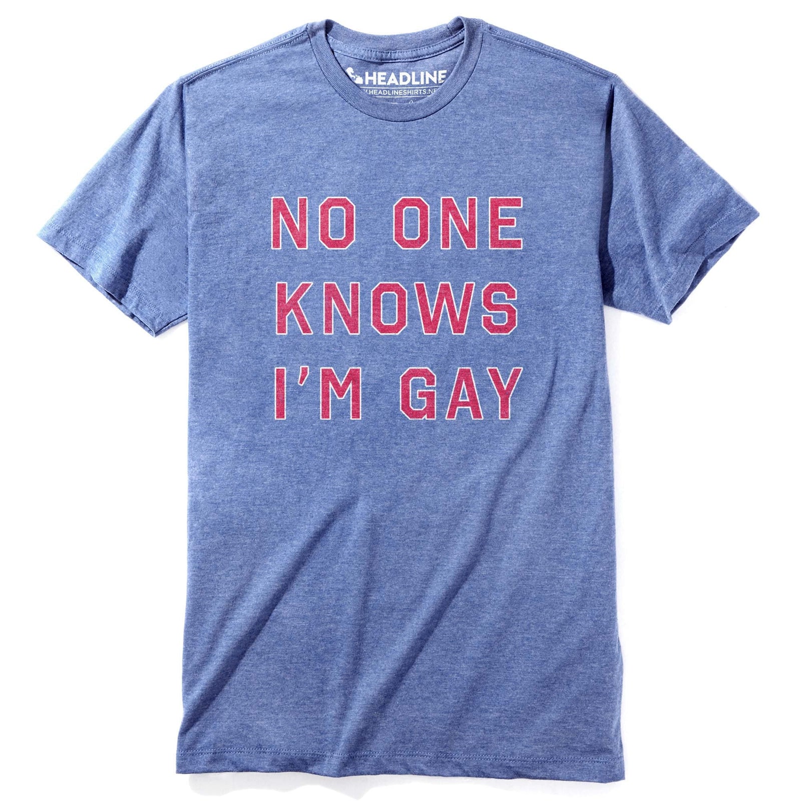 Men's No One Knows Im Gay Vintage Graphic T-Shirt | Funny Lgbtq Pride Ironic Tee | Solid Threads