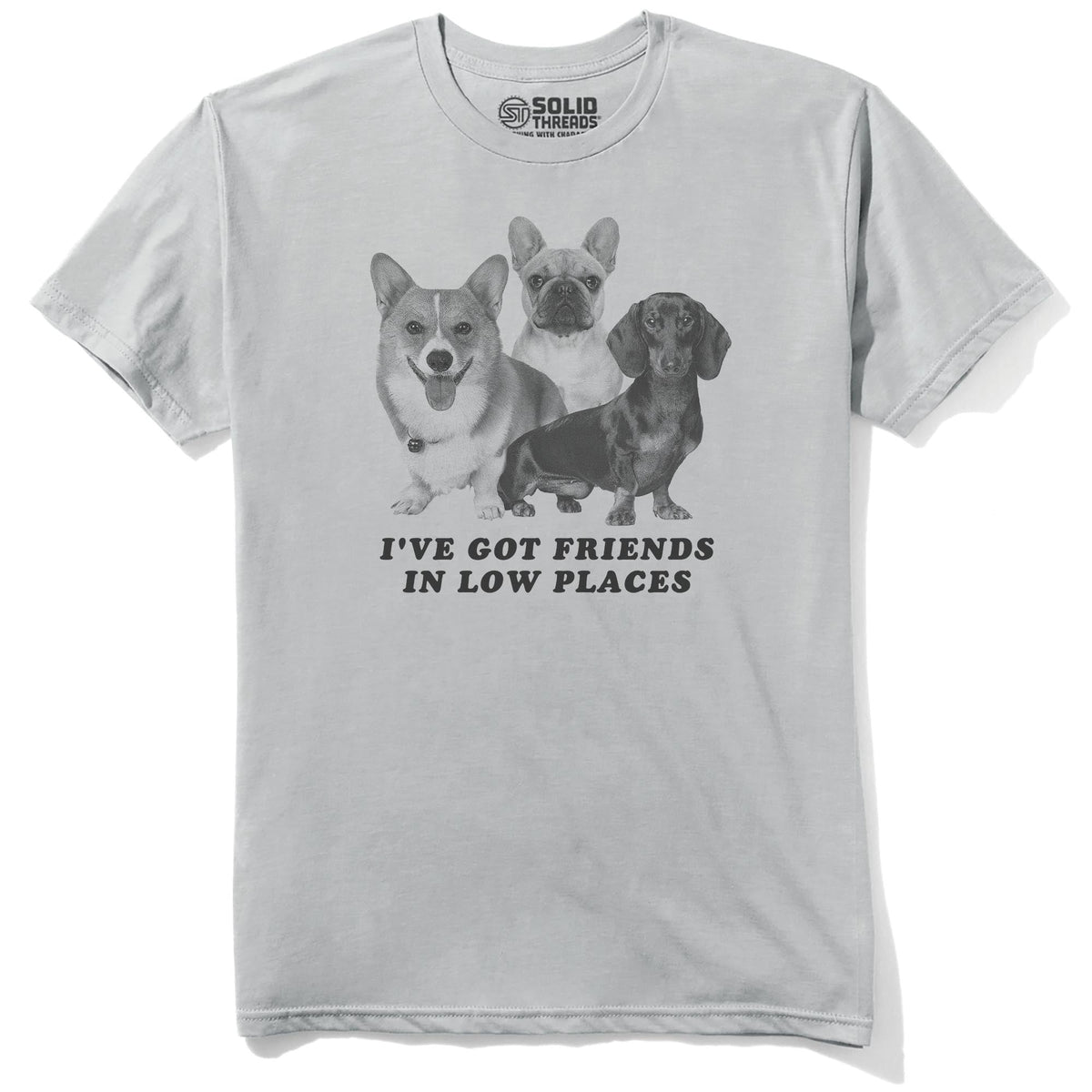 I've Got Friends In Low Places Funny Staple T-shirt in Silver - Front View