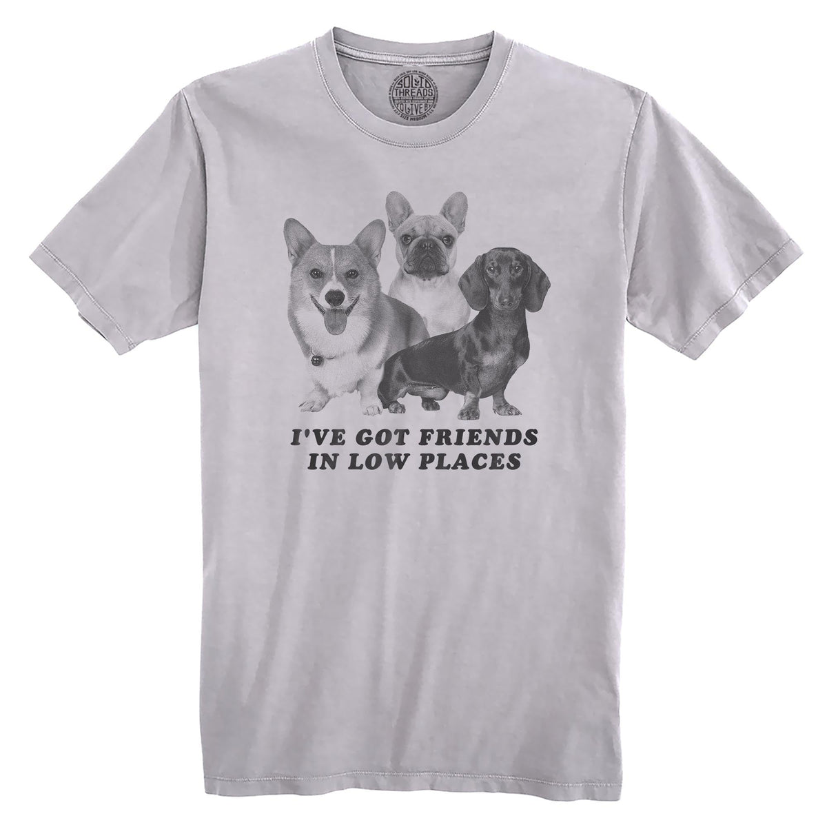 I've Got Friends In Low Places Funny Organic T-shirt in Silver - Front View