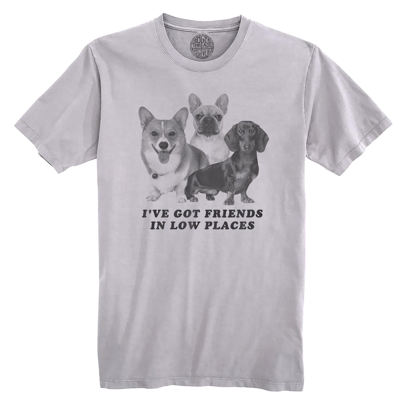 I've Got Friends In Low Places Funny Organic T-shirt in Silver - Front View