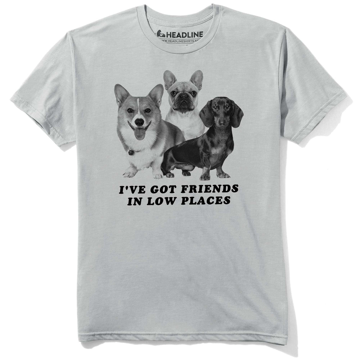 Men's I'Ve Got Friends In Low Places Funny Graphic T-Shirt | Cool Dog Pun  Tee | Solid Threads