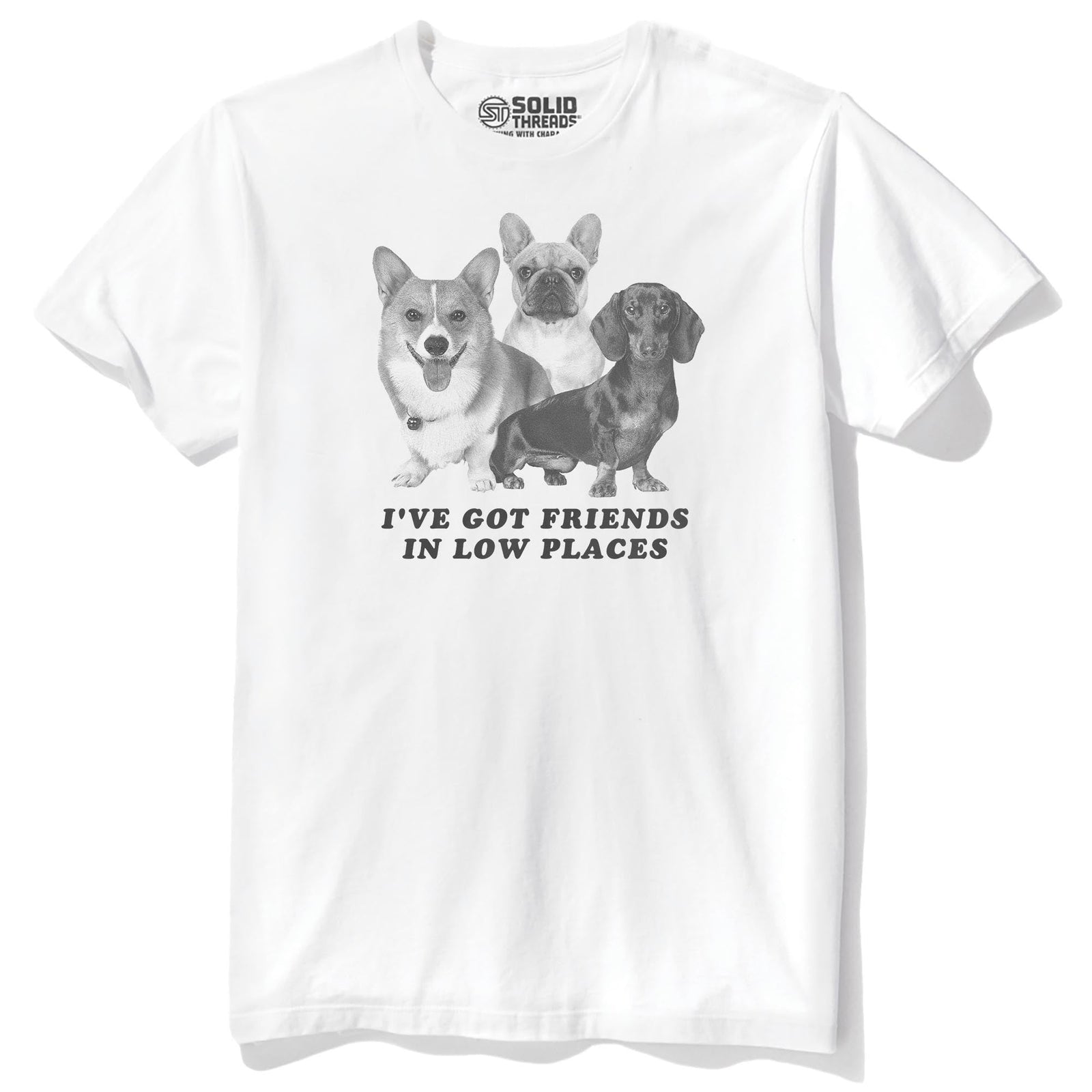 I've Got Friends In Low Places Funny Staple T-shirt in White - Front View