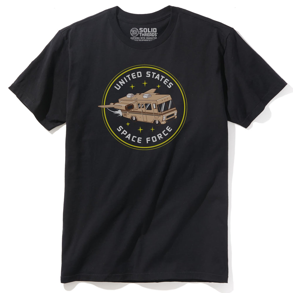 Space Force Designer Staple T-shirt in Black - Front View