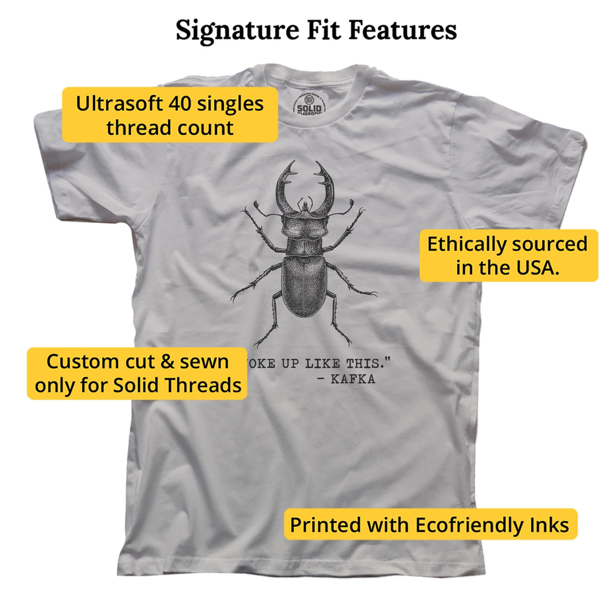 I Woke Up Like This - Kafka Funny Signature T-shirt in Silver - Fit Attributes
