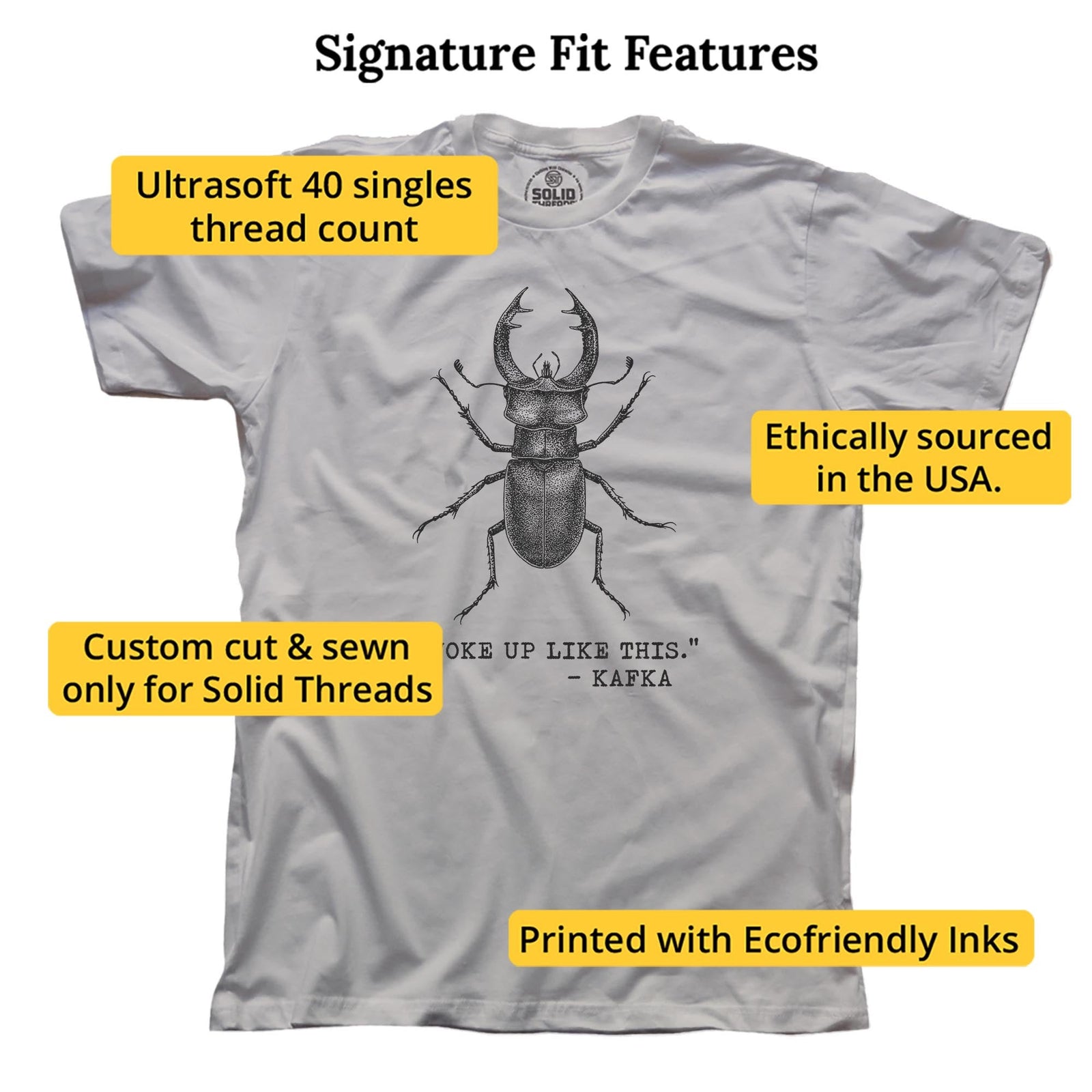 I Woke Up Like This - Kafka Funny Signature T-shirt in Silver - Fit Attributes