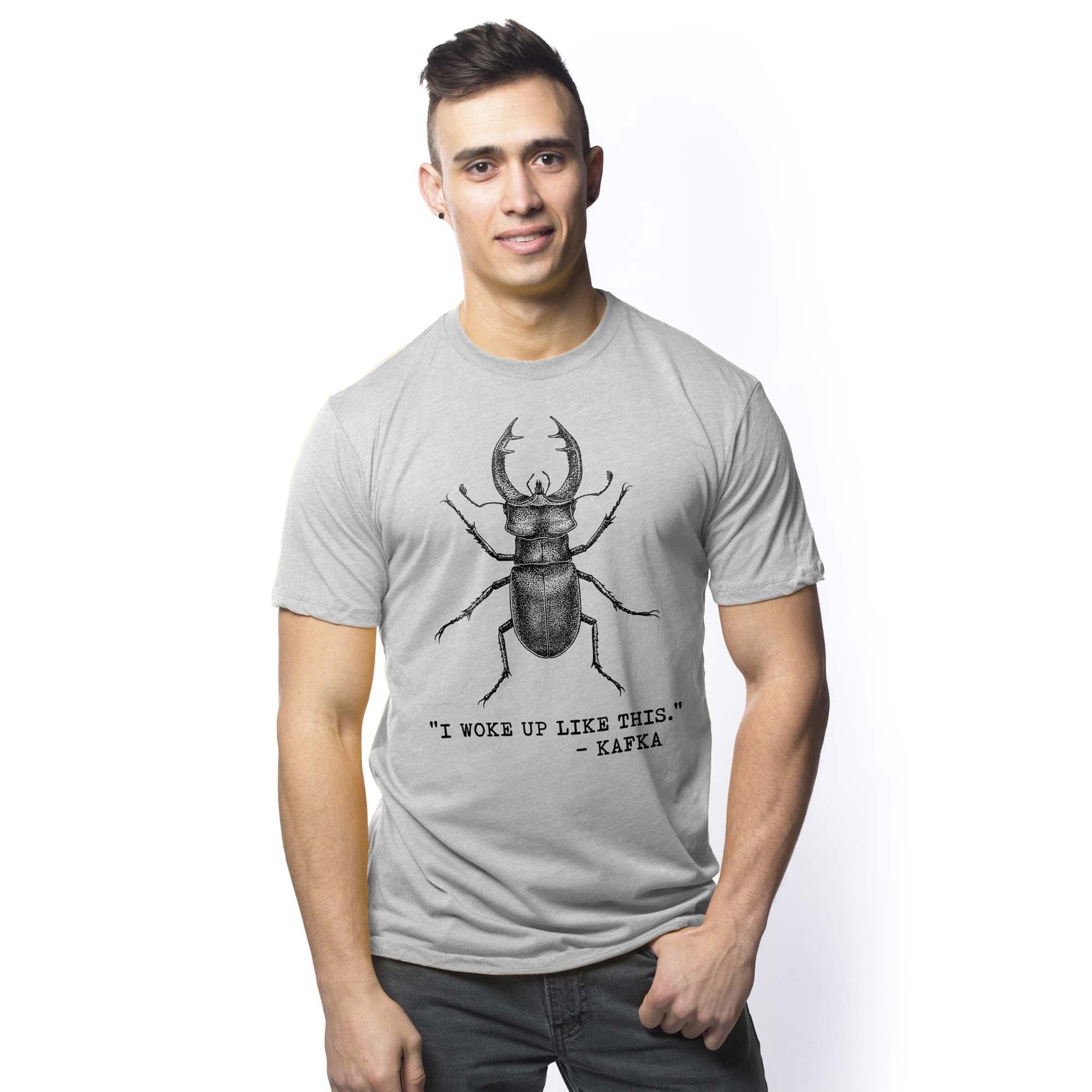 Men's I Woke Up Like This Funny Graphic T-Shirt | Cool Metamorphosis Tee On Model | Solid Threads