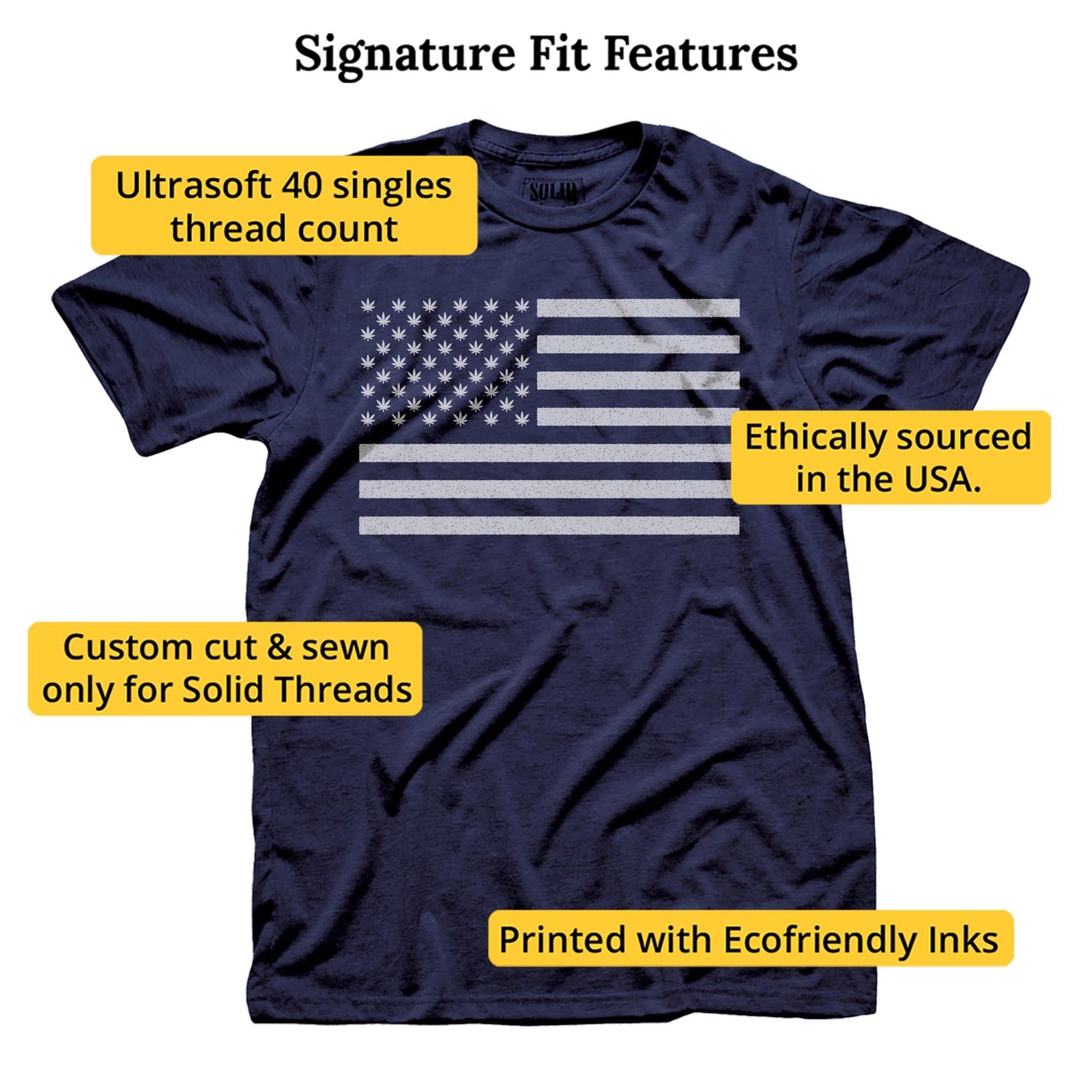 United Weed Stand Designer Signature T-shirt in Navy - Fit Attributes