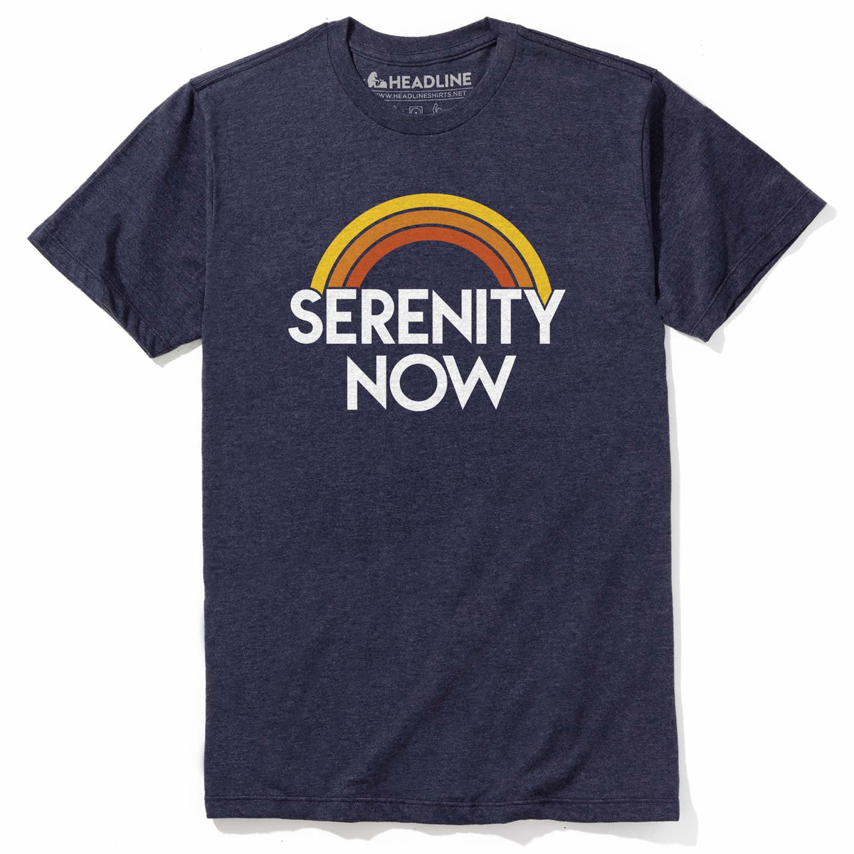 Men&#39;s Serenity Now Artsy Mindfulness Graphic T-Shirt | Cool Rainbow Meditation Tee | Solid Threads