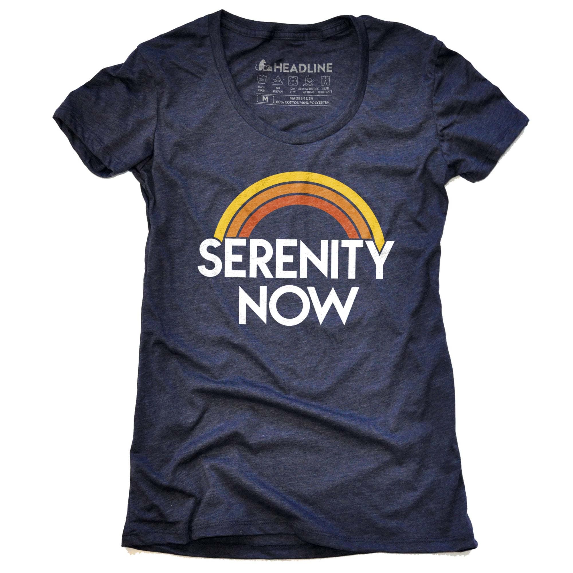 Women's Serenity Now Artsy Mindfulness Graphic T-Shirt | Cool Rainbow Meditation Tee | Solid Threads