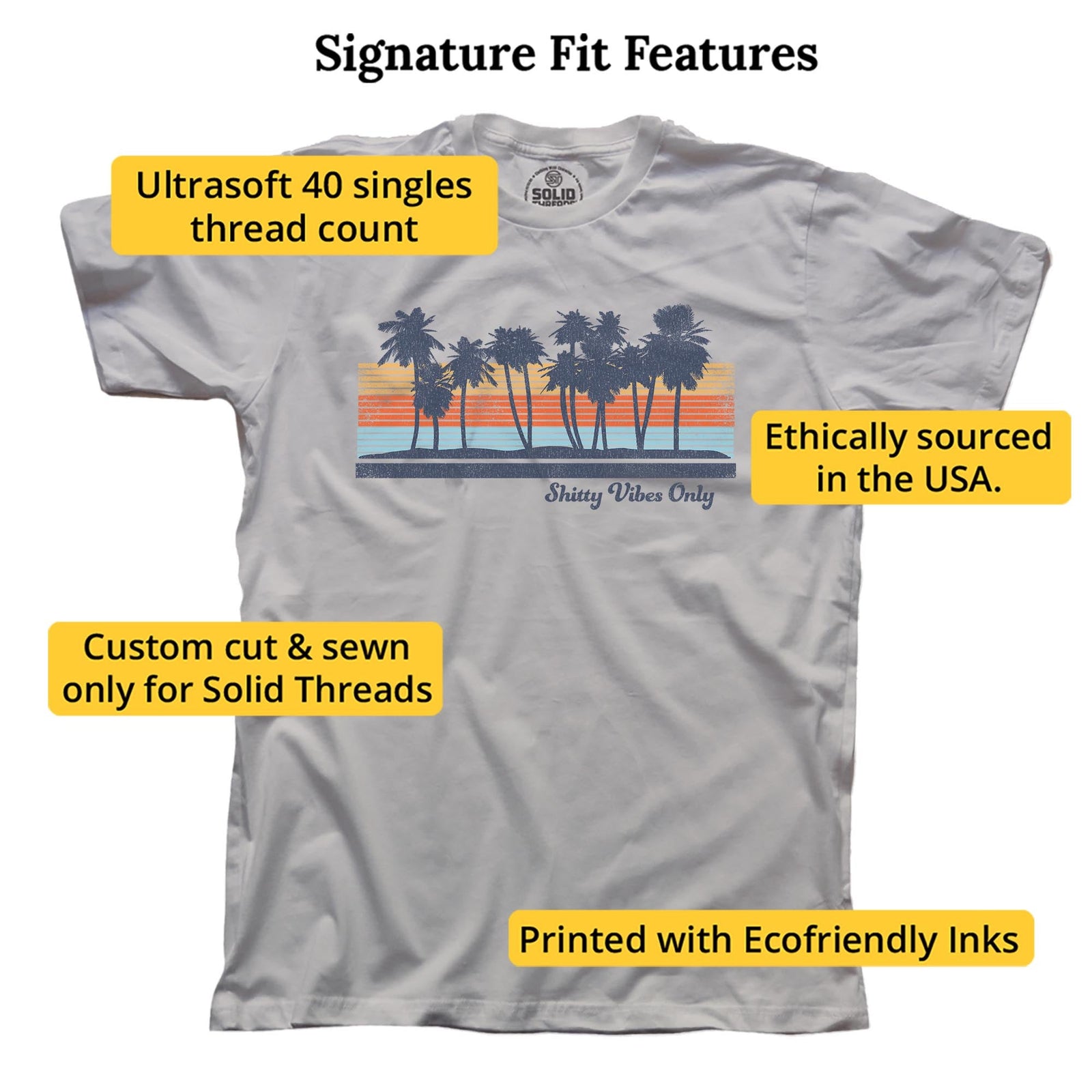 Shitty Vibes Only Designer Signature T-shirt in Silver - Fit Attributes