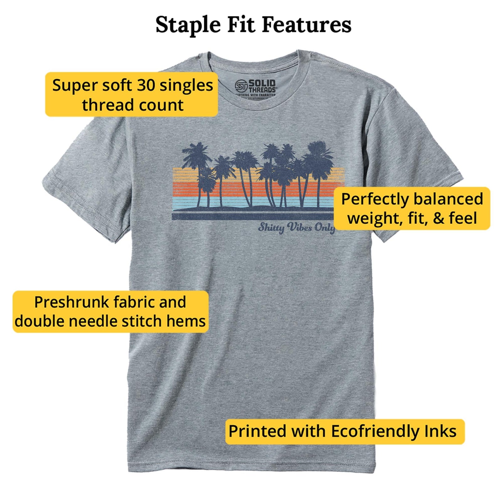 Shitty Vibes Only Designer Staple T-shirt in Ash Heather - Fit Attributes