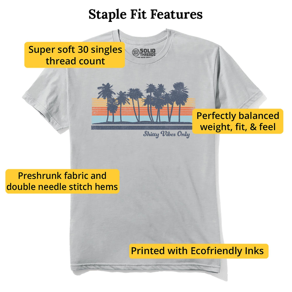 Shitty Vibes Only Designer Staple T-shirt in Silver - Fit Attributes