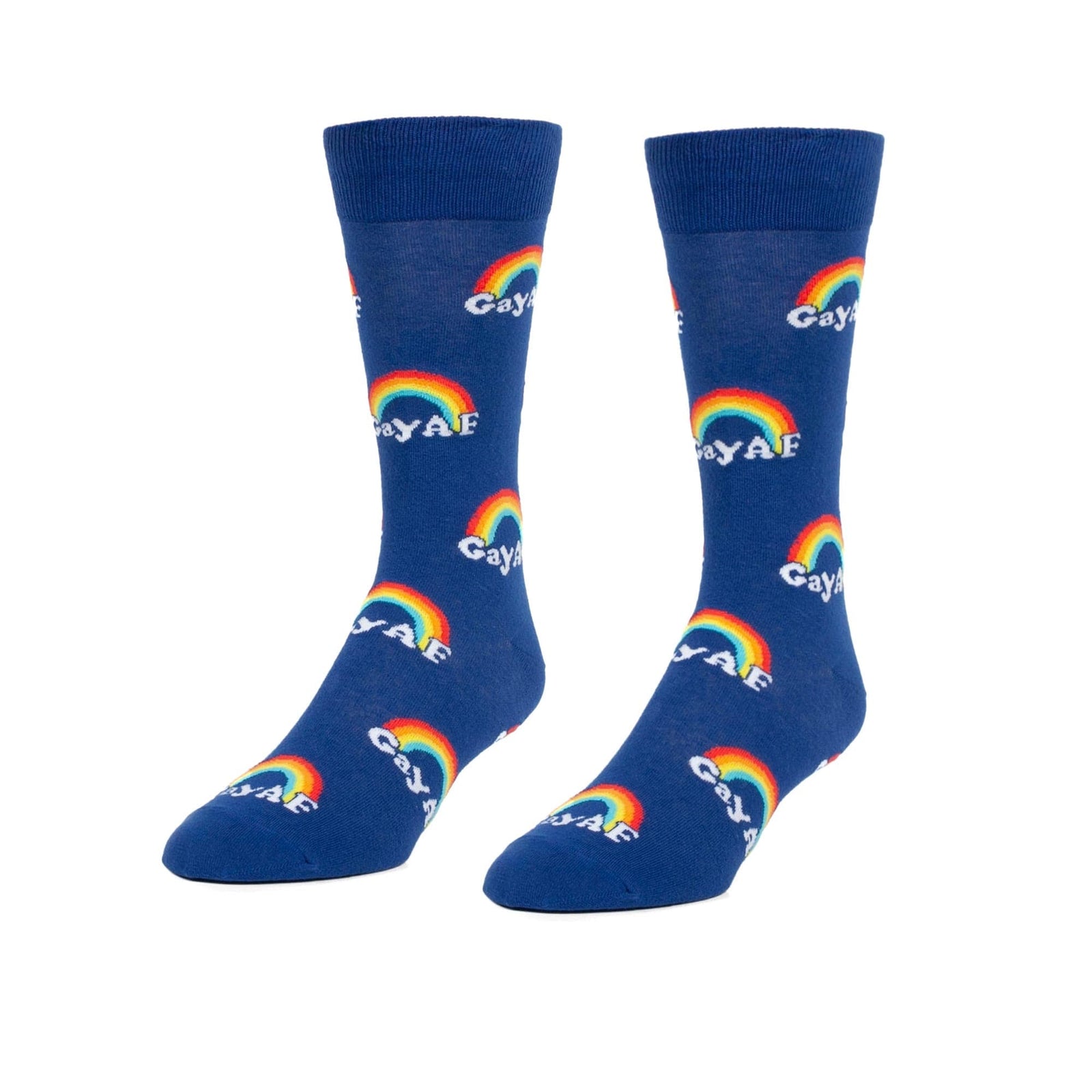 Gay Af Designer Woven Socks | Cool Pride Lbgtq Rainbow Graphic Socks | Solid Threads