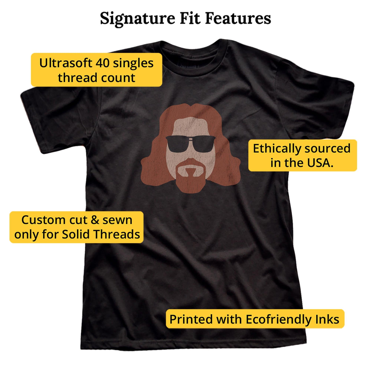 His Dudeness Cool Signature T-shirt in Black - Fit Attributes