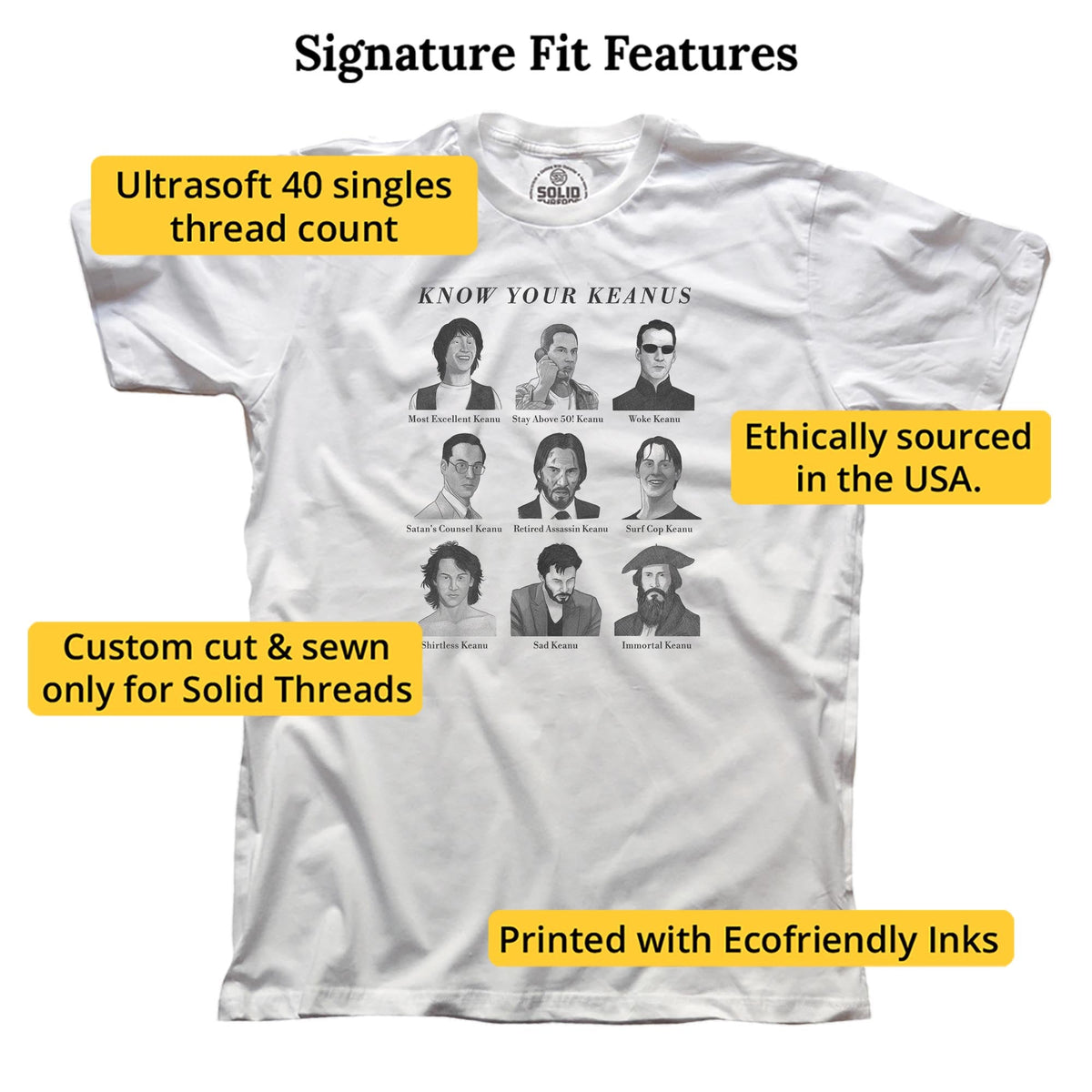 Know Your Keanus Funny Signature T-shirt in White - Fit Attributes